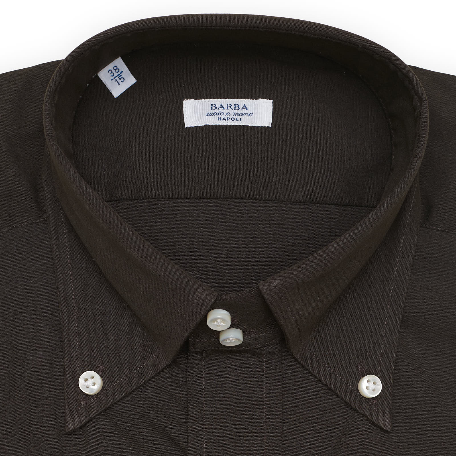 BARBA Napoli Brown Cotton-Polyamide-Elastane Botton-Down Dress Shirt EU 38 NEW US 15