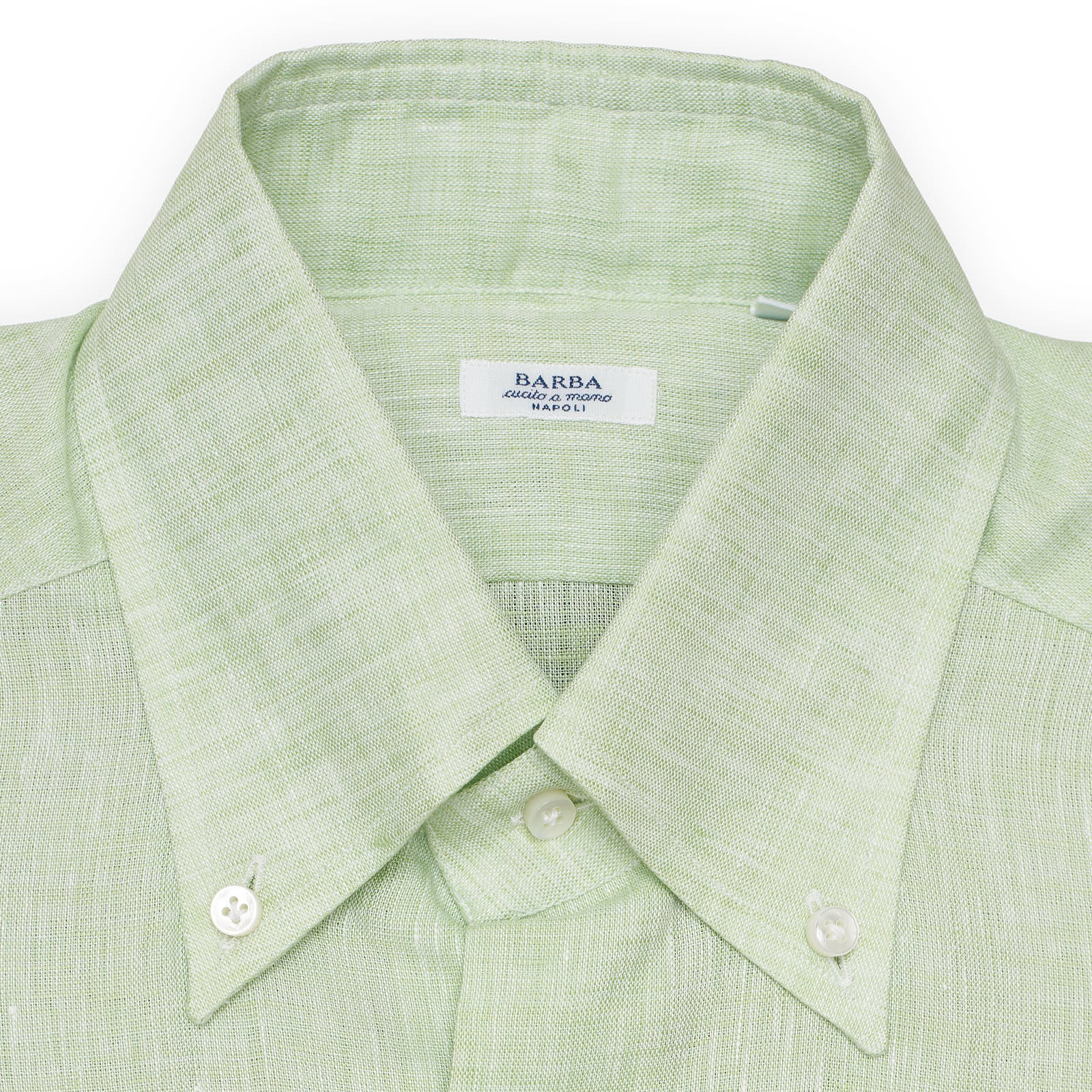 BARBA Napoli Green Hopsack Linen Button-Down Casual Shirt EU 39 NEW US 15.5