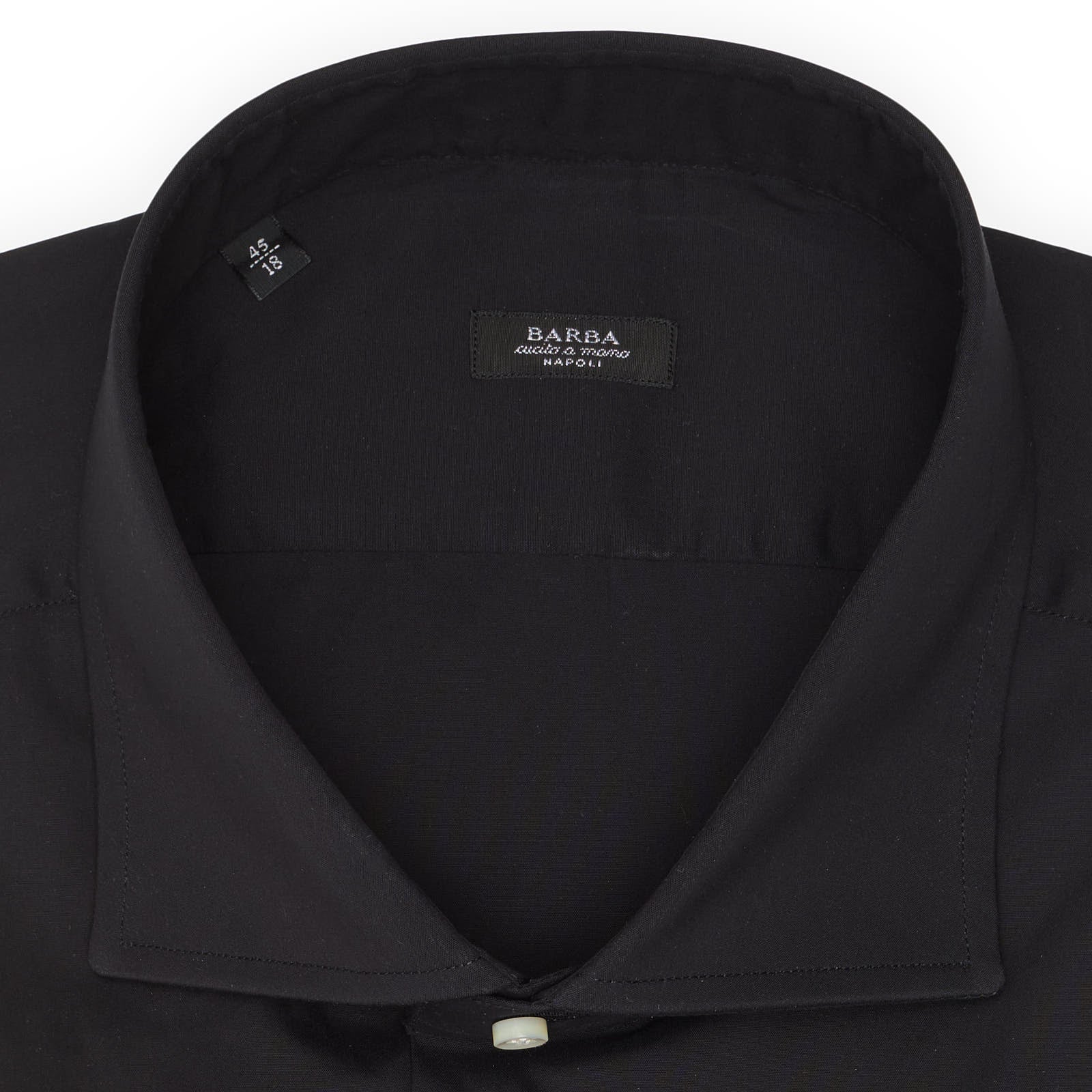 BARBA Napoli Handmade Black Cotton-Polyamide-Elastane Dress Shirt EU 45 NEW US 18