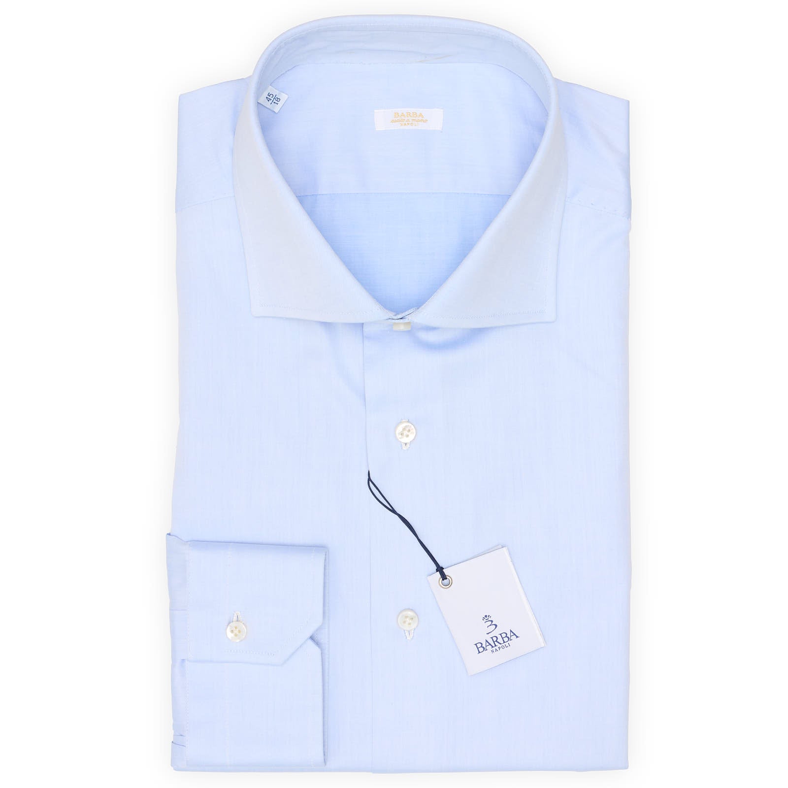 BARBA Napoli Handmade Blue Cotton Dress Shirt EU 45 NEW US 18