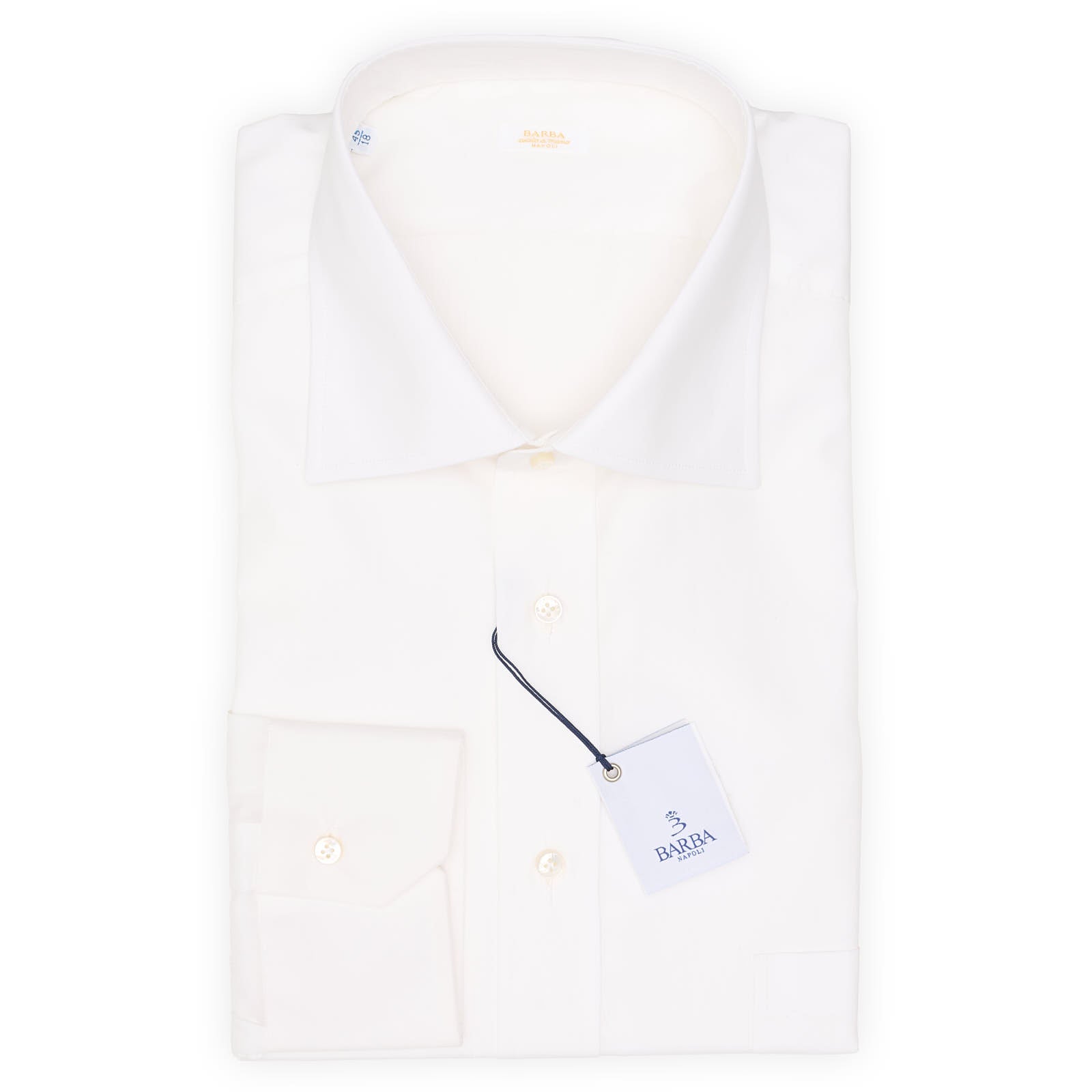 BARBA Napoli Handmade White Cotton Dress Shirt EU 45 NEW US 18