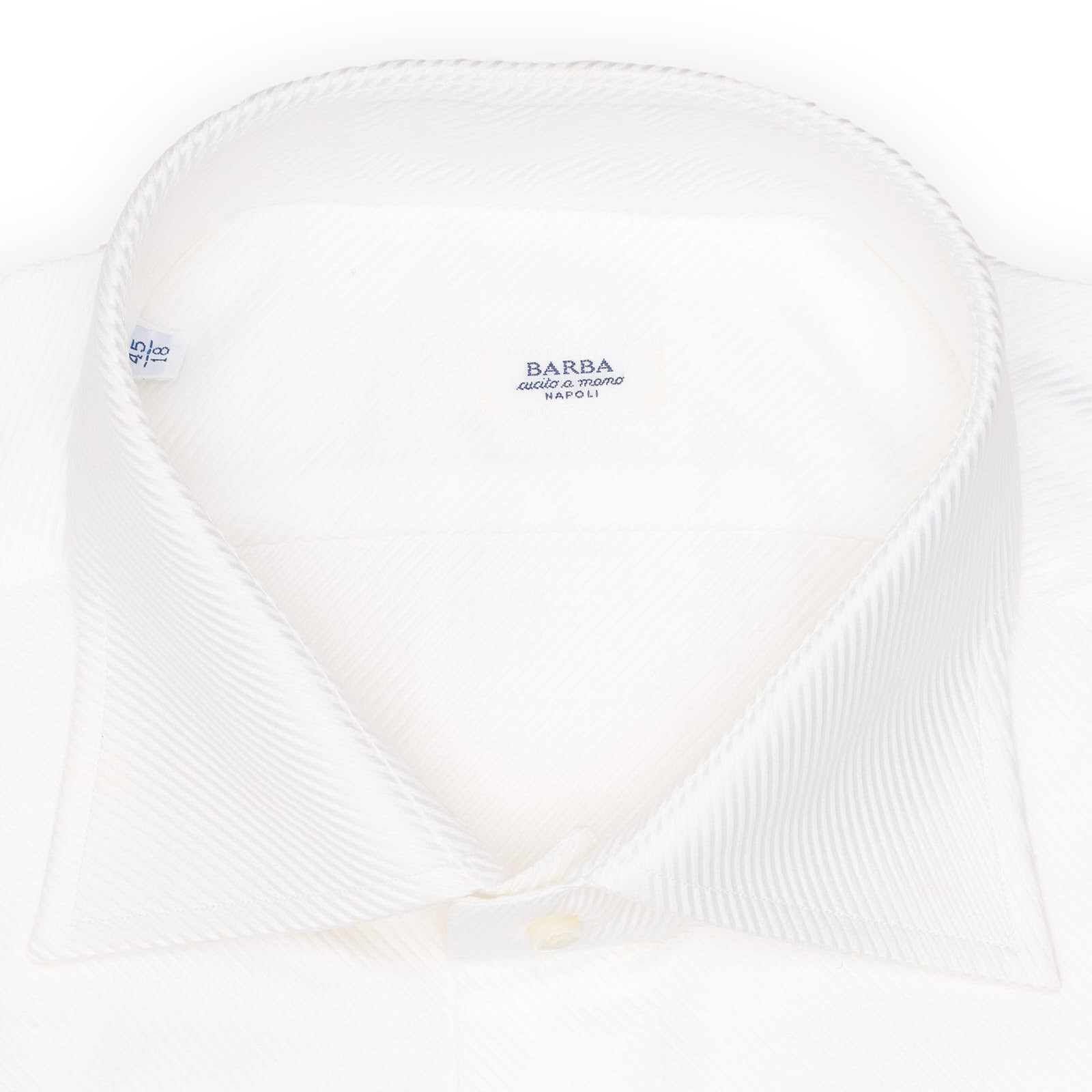 BARBA Napoli Handmade White Dobby Cotton Dress Shirt EU 45 NEW US 18