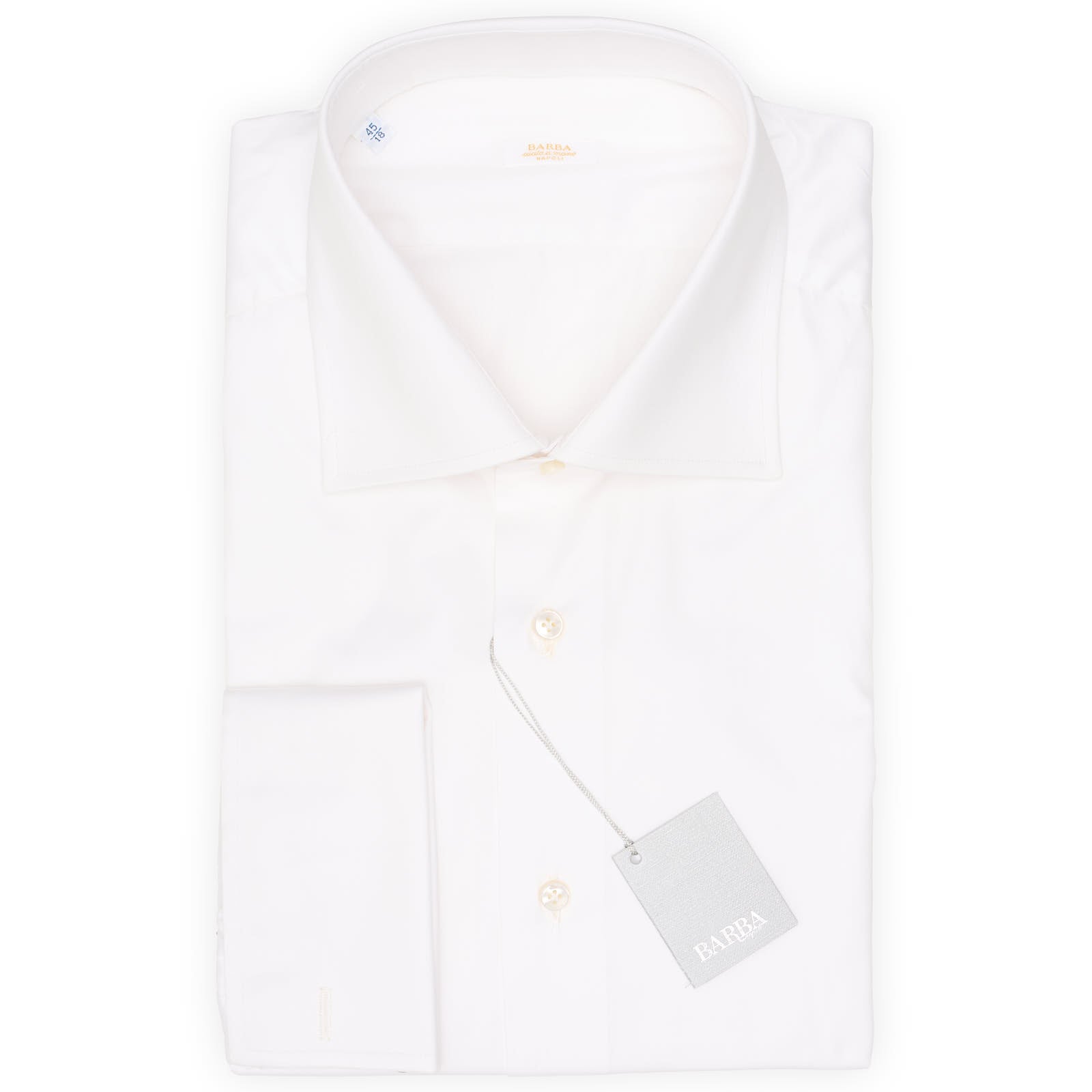 BARBA Napoli Handmade White Twill Cotton French Cuff Dress Shirt EU 45 NEW US 18