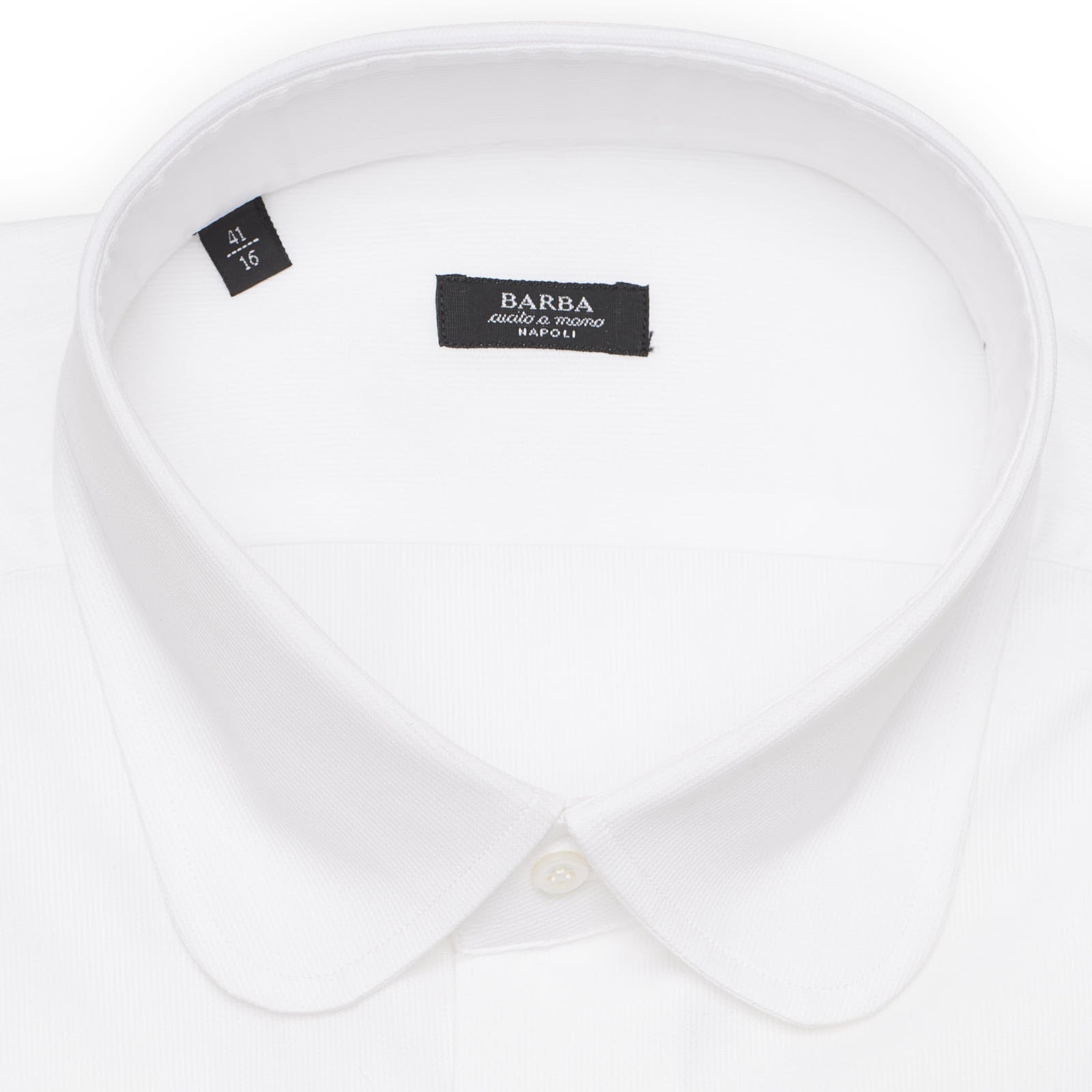 BARBA Napoli Handmade White Twill Cotton Dress Shirt NEW Club Collar
