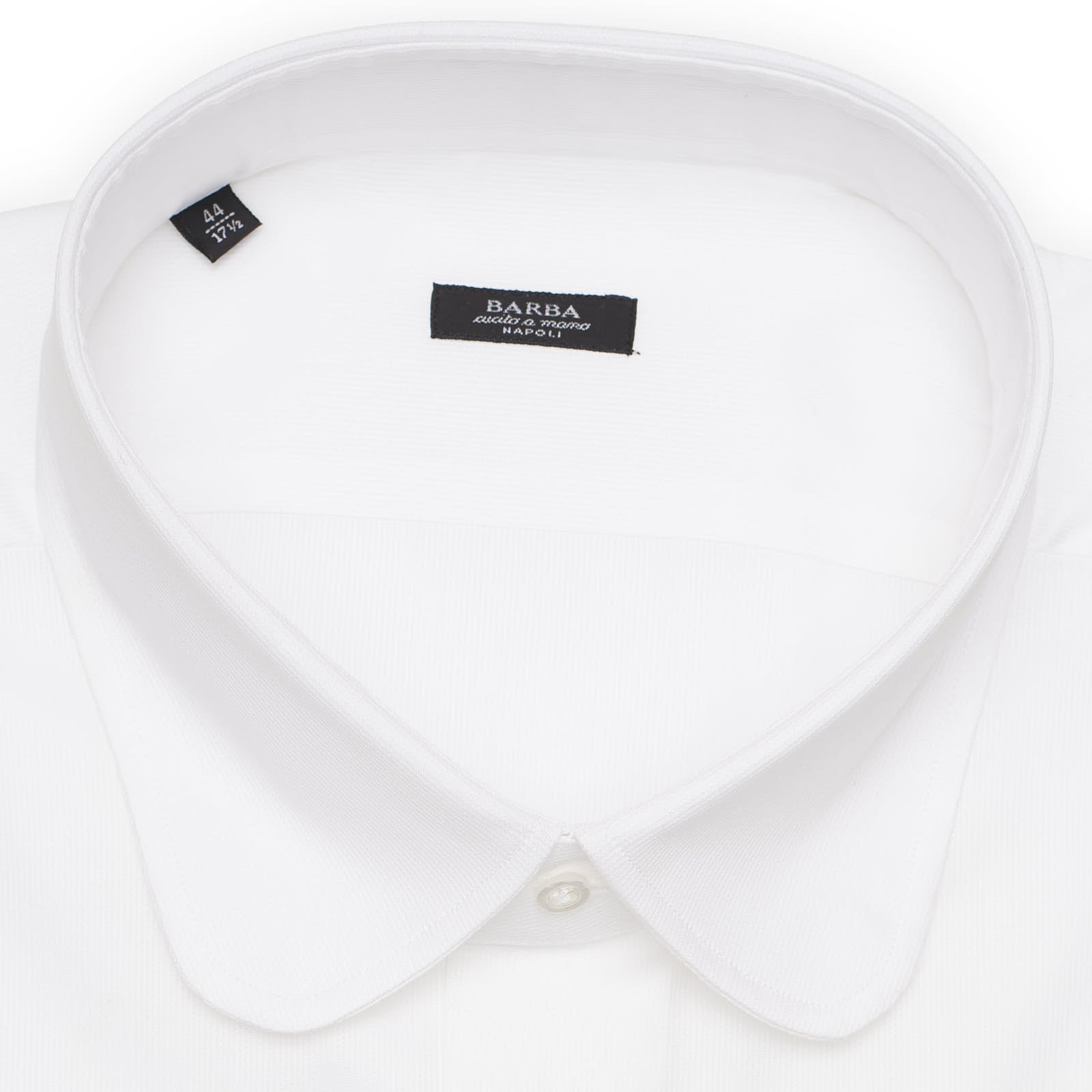 BARBA Napoli Handmade White Cotton Dress Shirt EU 44 NEW US 17.5 Club Collar