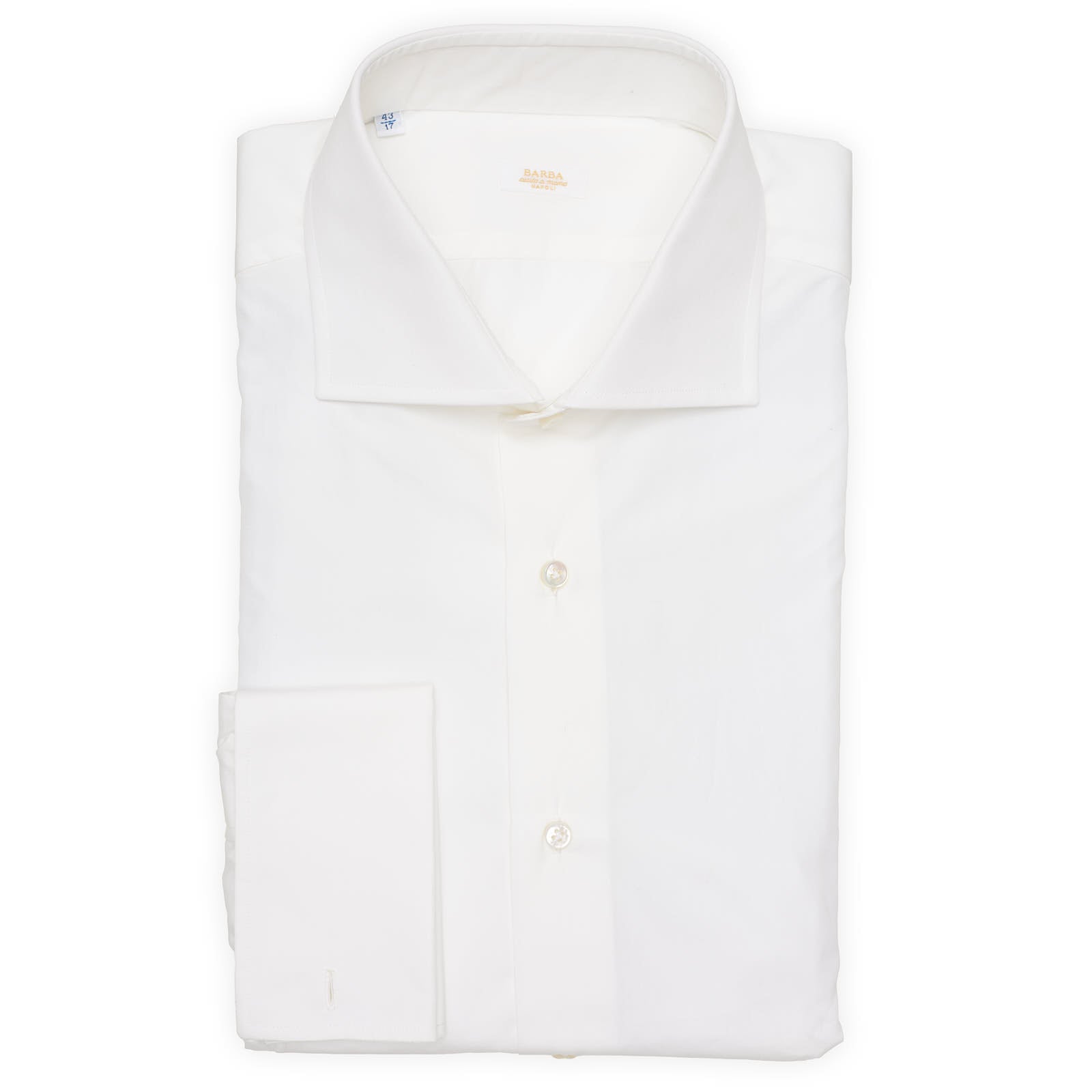 BARBA Napoli Handmade White Cotton French Cuff Dress Shirt EU 43 NEW US 17