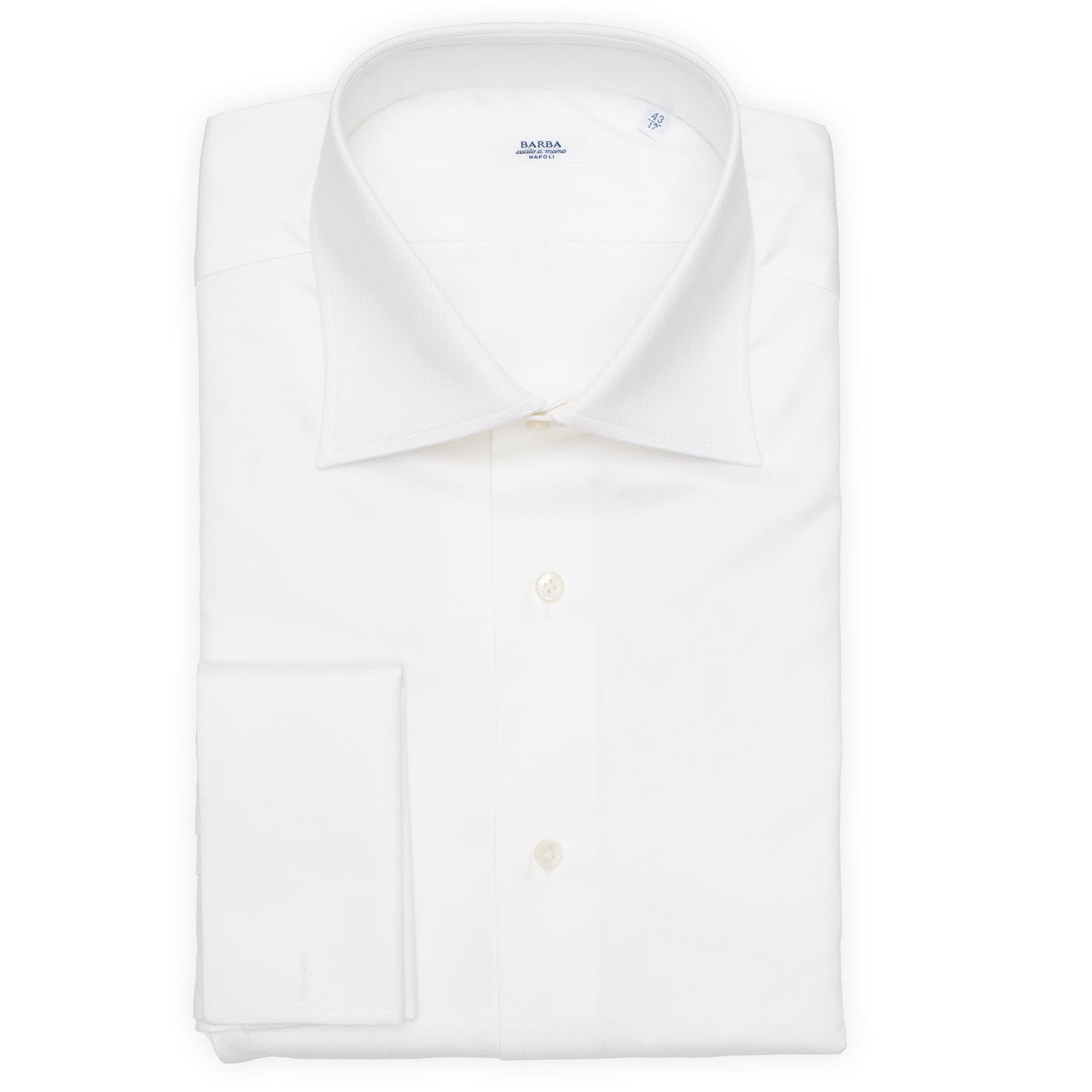 BARBA Napoli Handmade White Oxford Cotton French Cuff Dress Shirt EU 43 NEW US 17