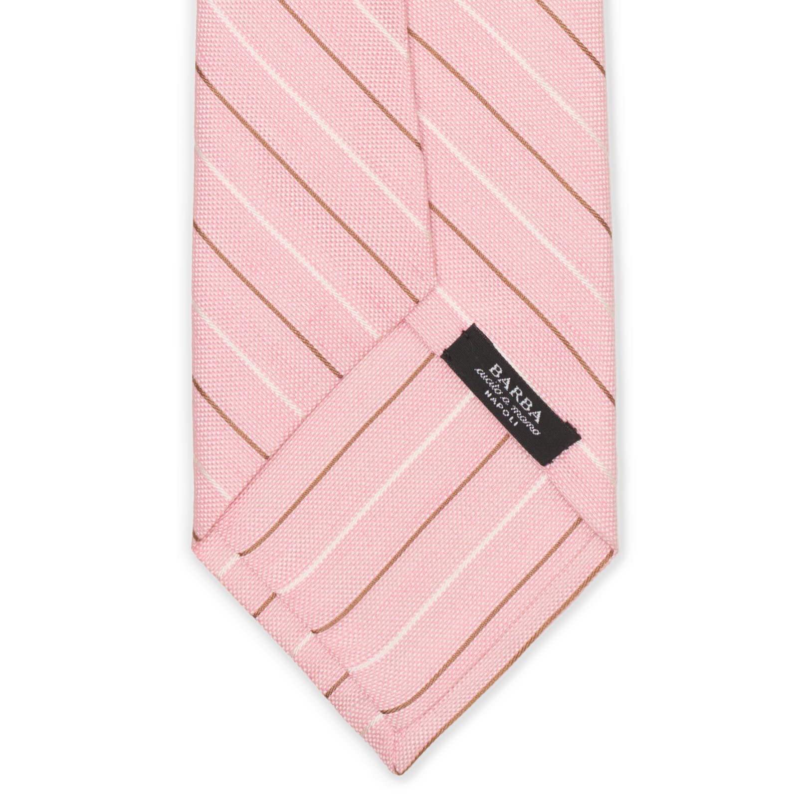 BARBA Pink Pinstripe Seven Fold Linen-Silk Tie NEW