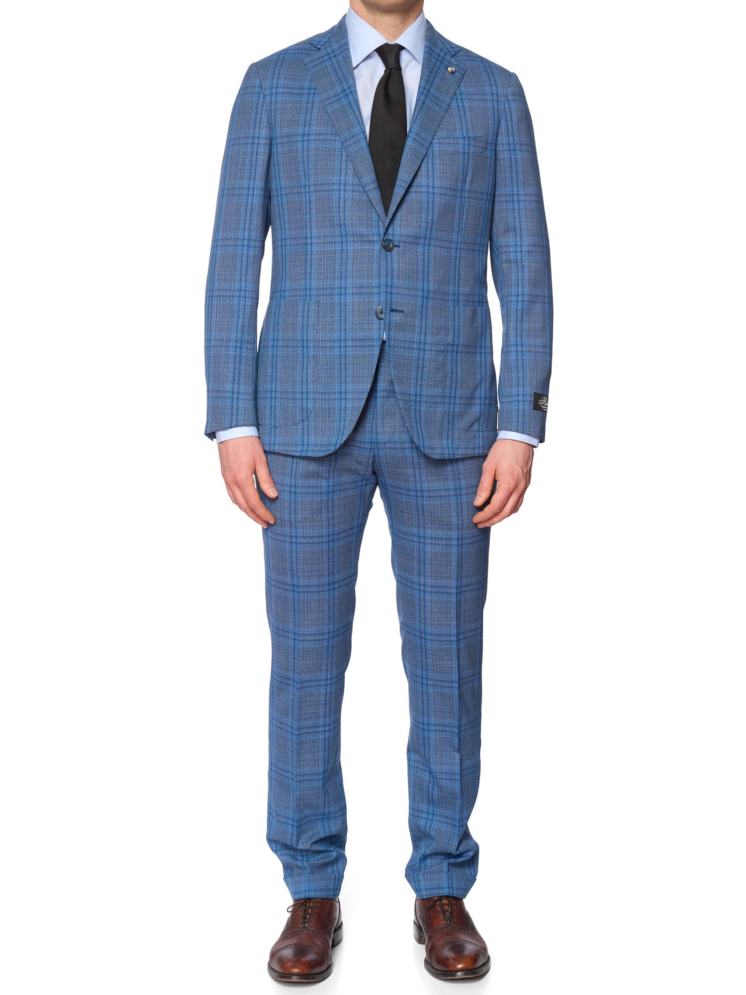 BELVEST Hand Tailored Blue Windsor Plaid Wool Suit EU 50 NEW US 40