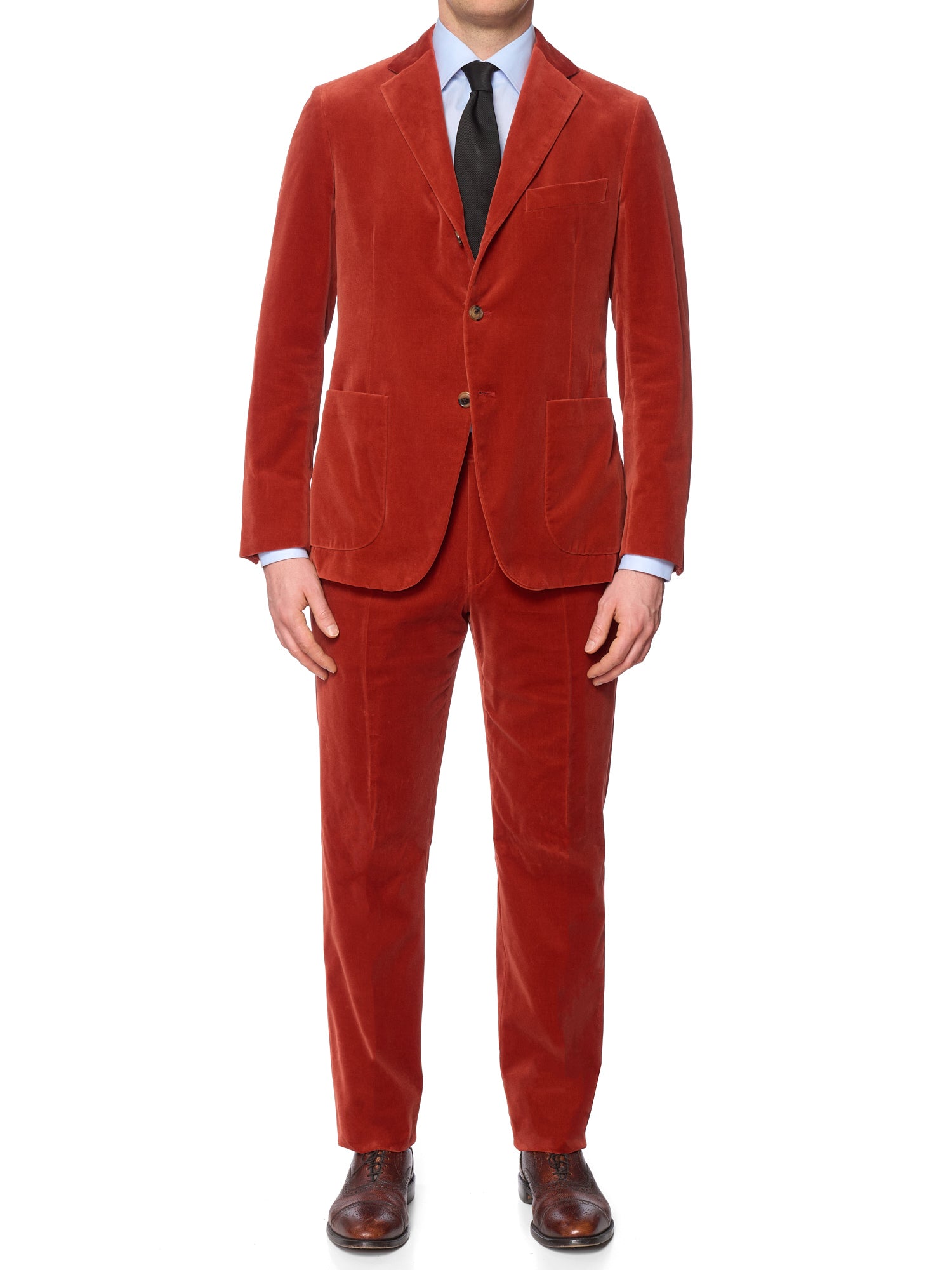 BELVEST Hand Tailored Burnt Orange Cotton Velvet Suit NEW Slim Fit