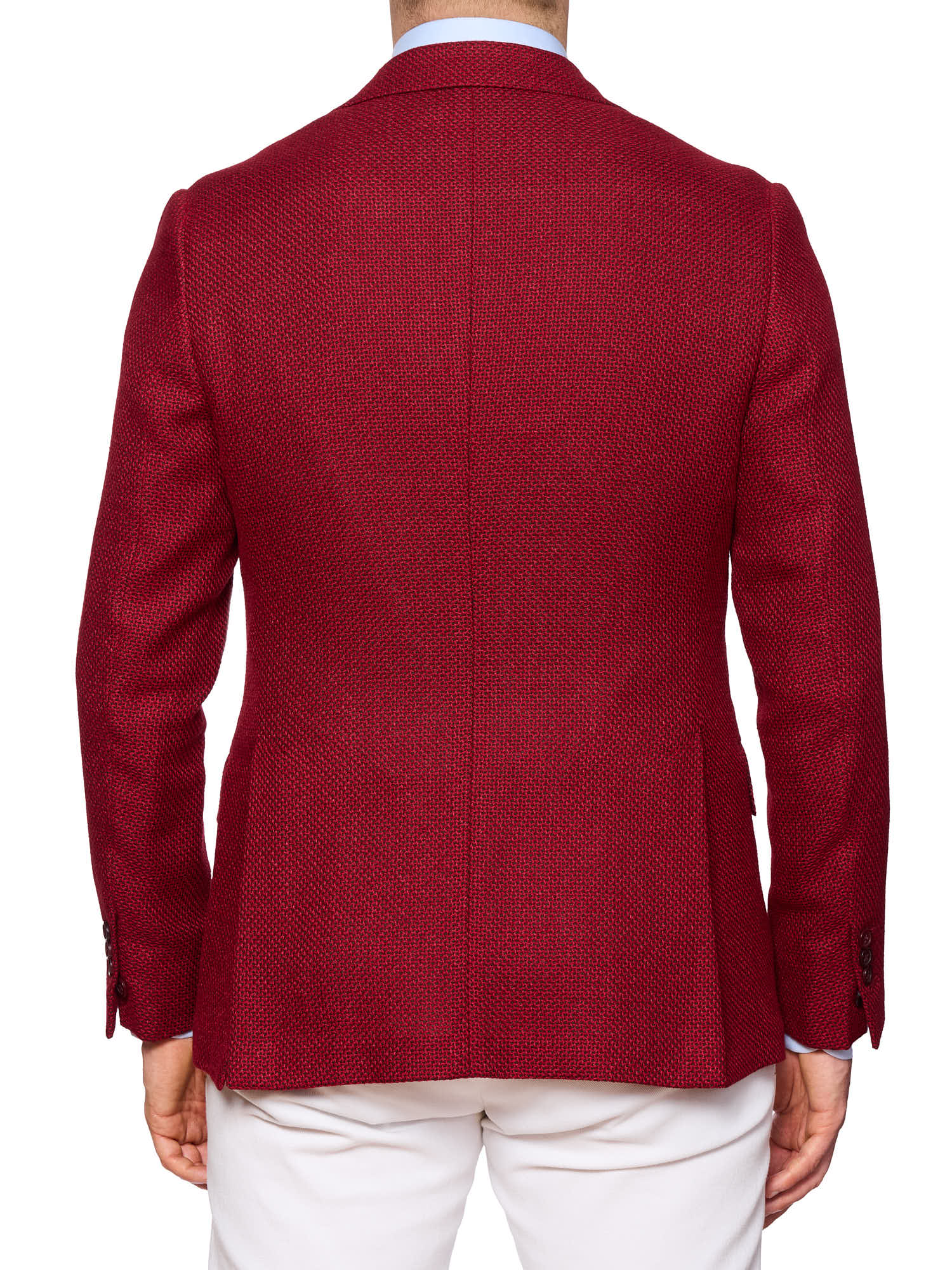 BELVEST Raspberry Color Micro Silk-Linen-Cotton Ticket Pocket Jacket NEW Slim