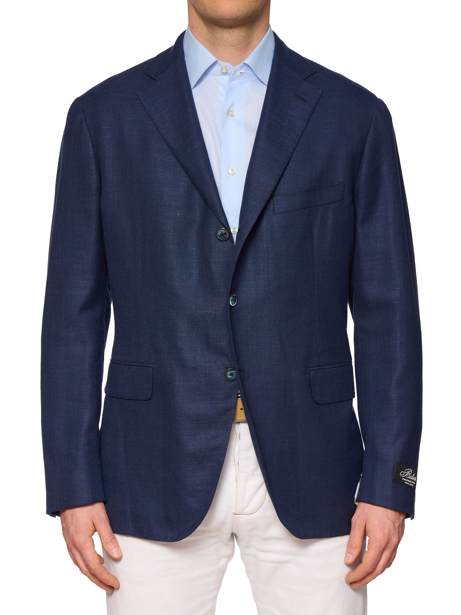 BELVEST "Jacketinthebox" Blue Wool-Silk-Linen Blazer Jacket EU 56 NEW US 46