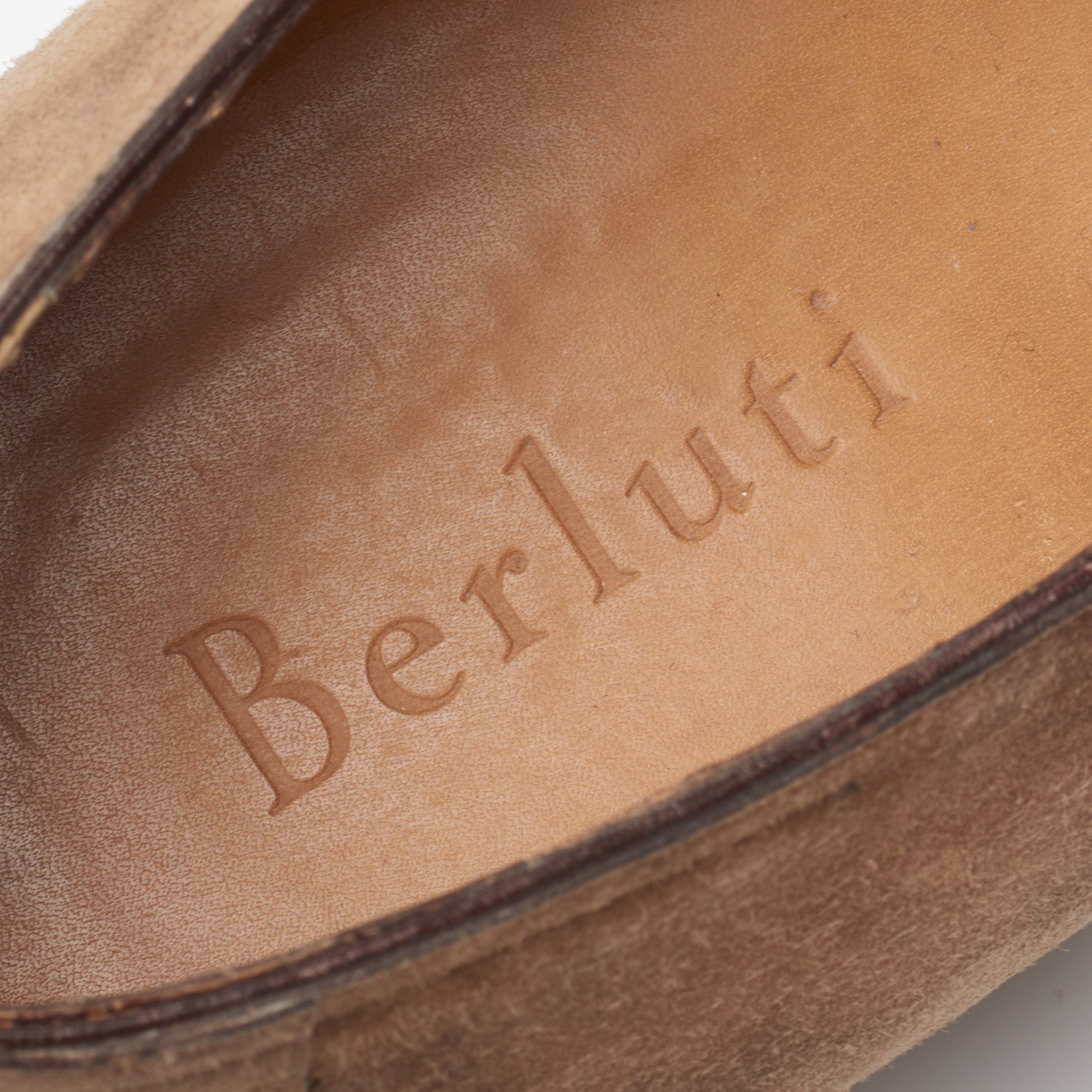 BERLUTI Paris Andy Demesure Light Brown Suede Calf Leather Loafer Shoes UK  8 US 9