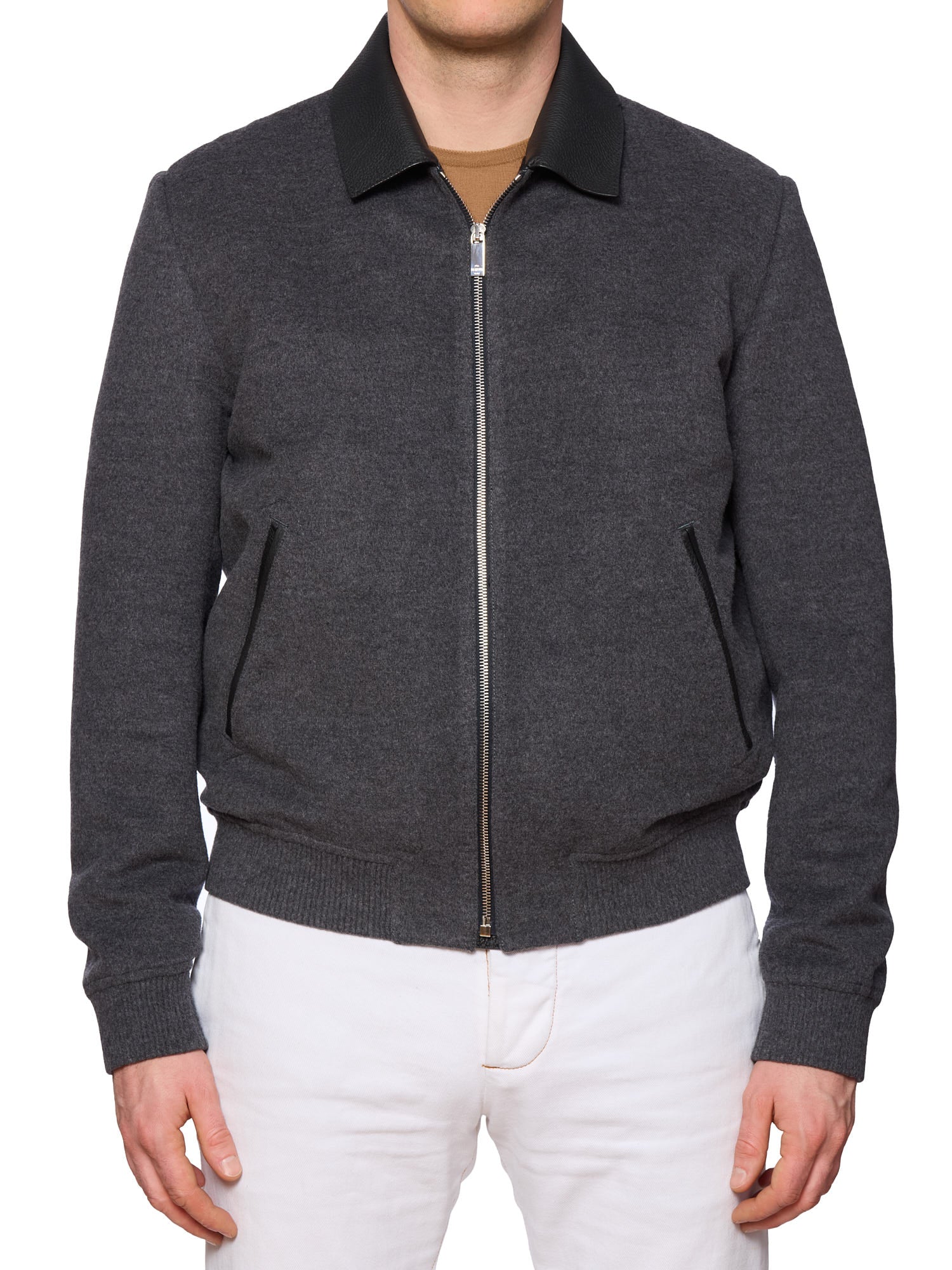 BERLUTI Paris Gray Wool-Cashmere Bomber Flight Jacket EU R50 US M