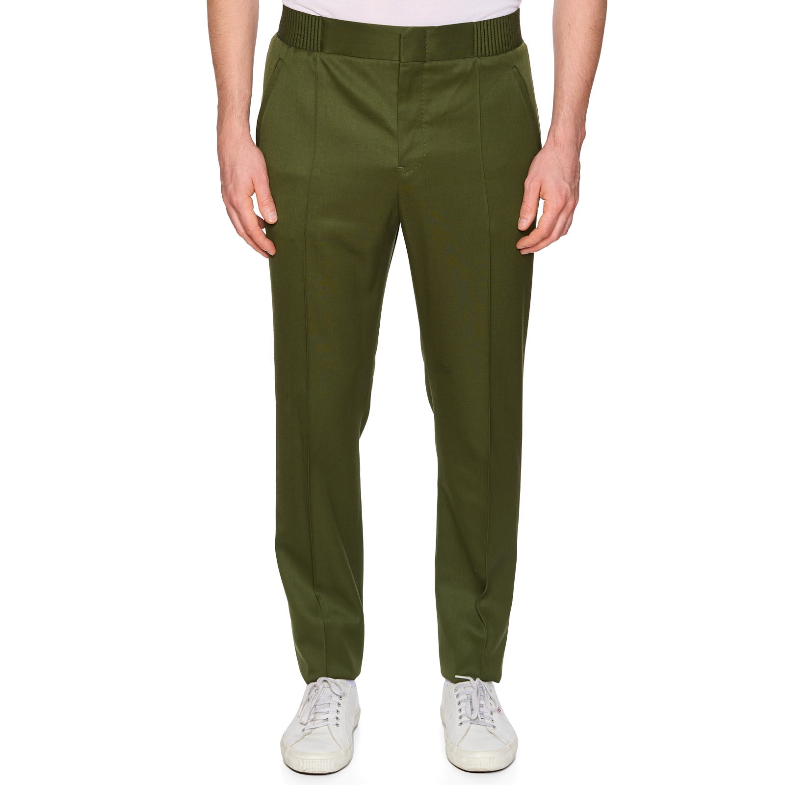 BERLUTI Paris Military Green Wool JoggPants EU 50 NEW US 34 Slim Fit