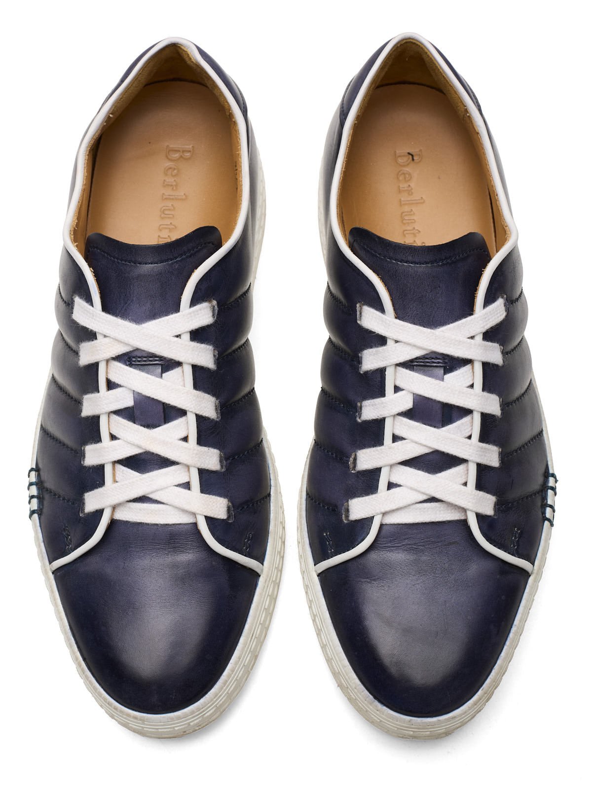 BERLUTI "Playfield" Blue Leather Low-Top Sneaker Shoes UK 8 US 9