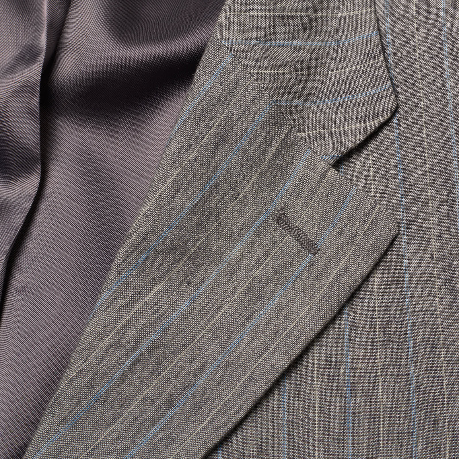 BOBOLI LINE Firenze Gray Striped Linen Handmade Suit EU 56 NEW US 46