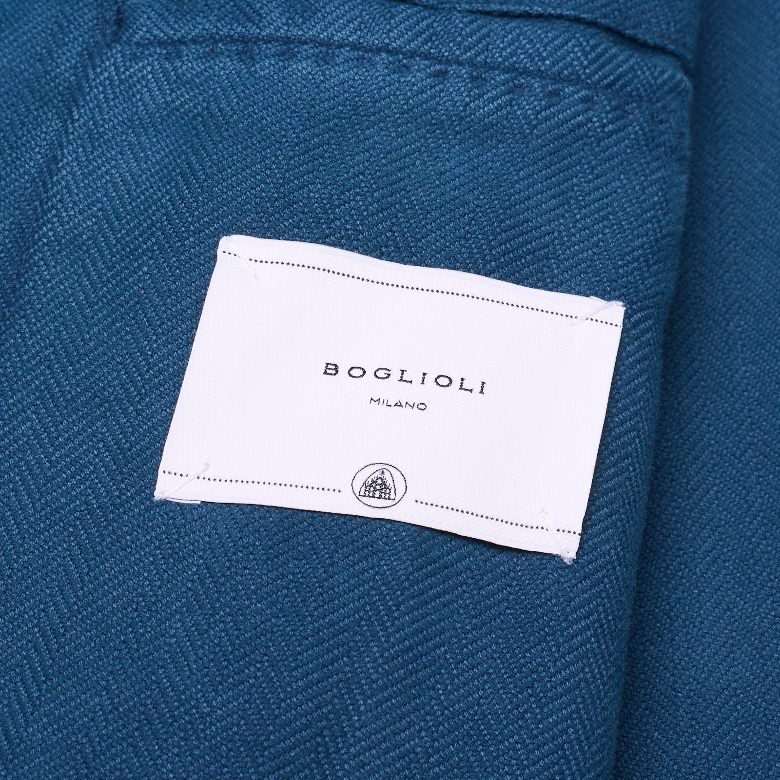 BOGLIOLI "K.Jacket" Blue Herringbone Cotton Unlined DB Jacket EU 50 US 40