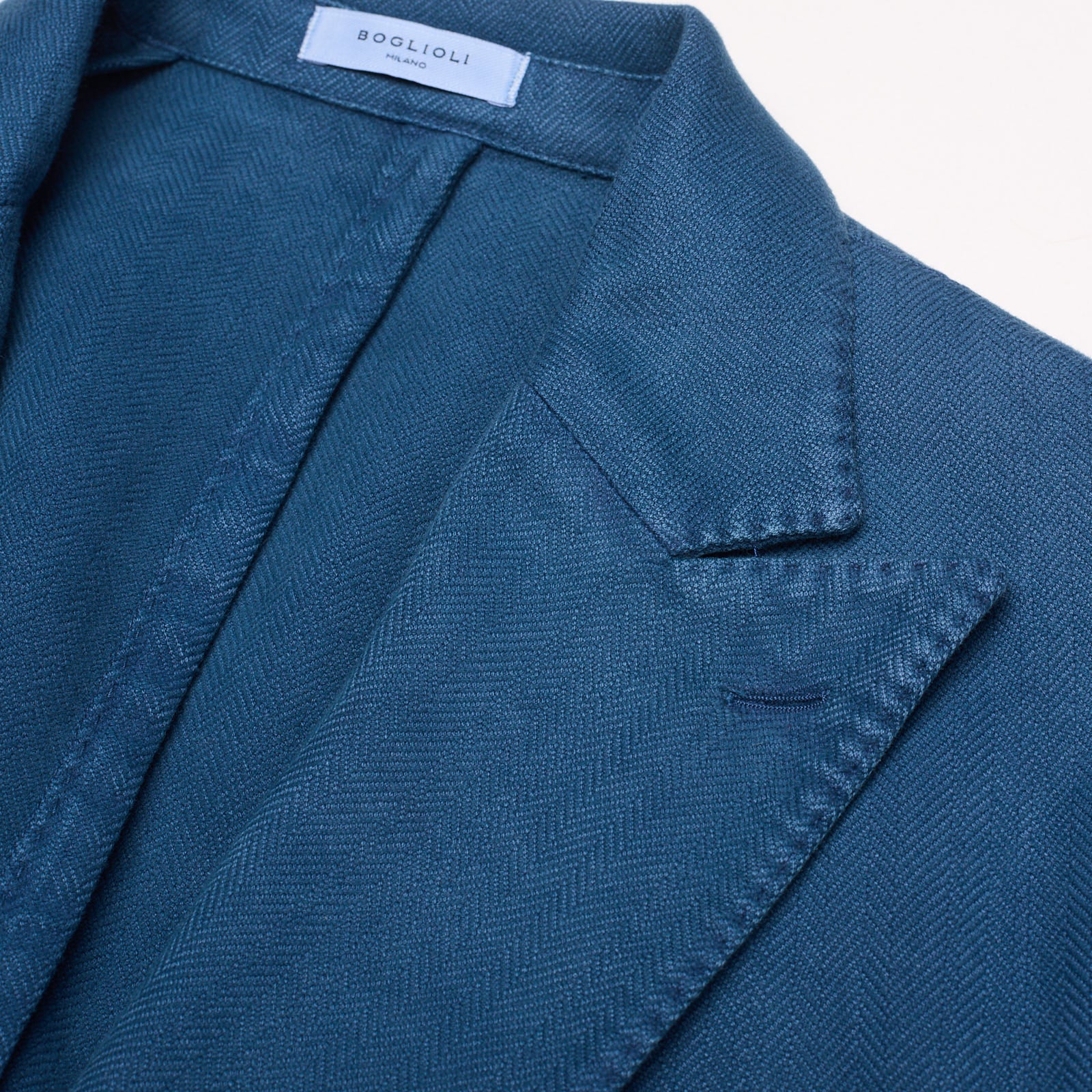 BOGLIOLI "K.Jacket" Blue Herringbone Cotton Unlined DB Jacket EU 50 US 40