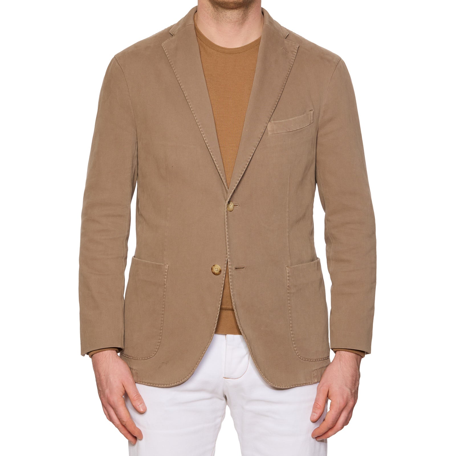 BOGLIOLI "K.Jacket" Beige Twill Cotton-Elastane Unlined Jacket EU 50 US 40