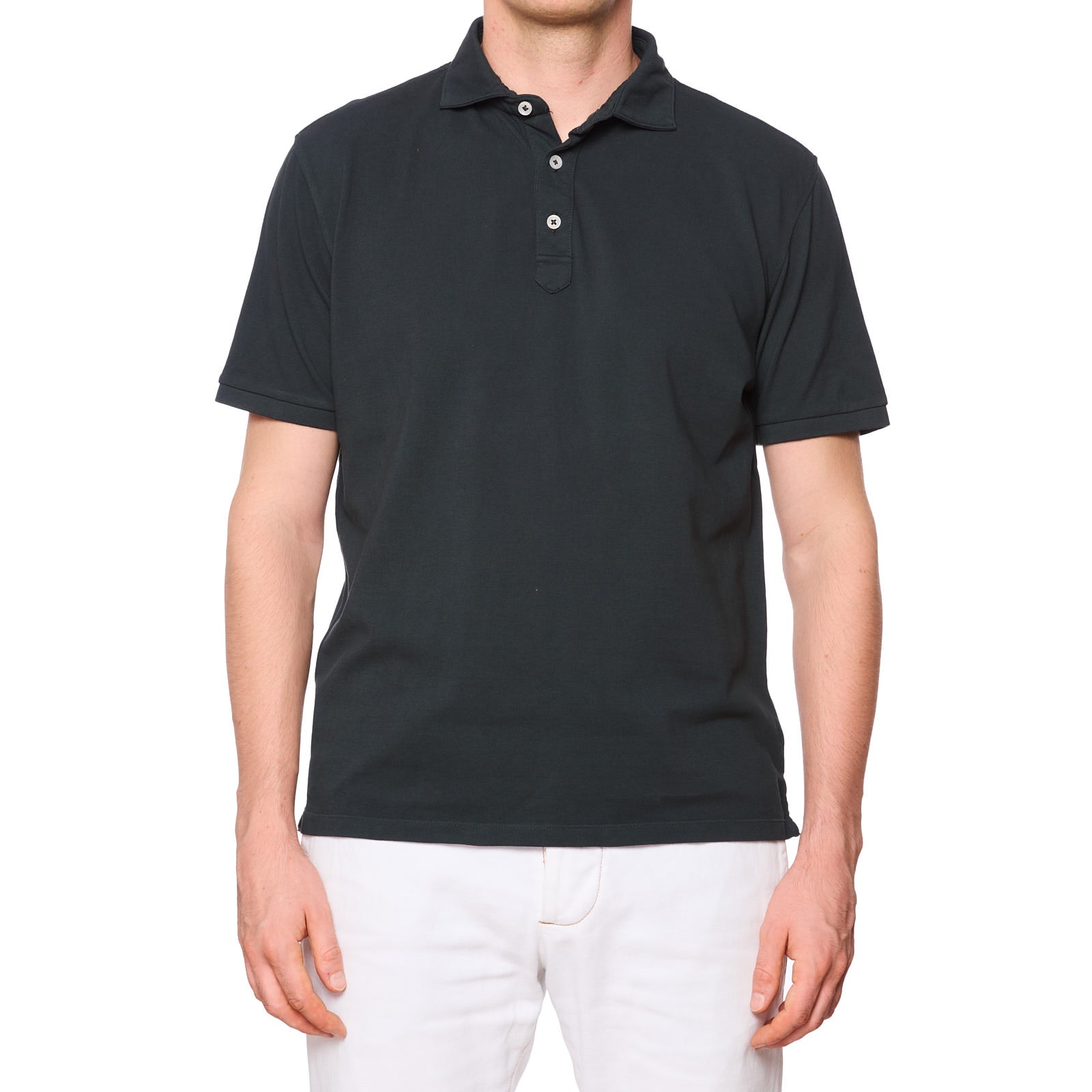 BORGONERO Milano Black Garment Dyed Cotton Polo Shirt NEW Slim