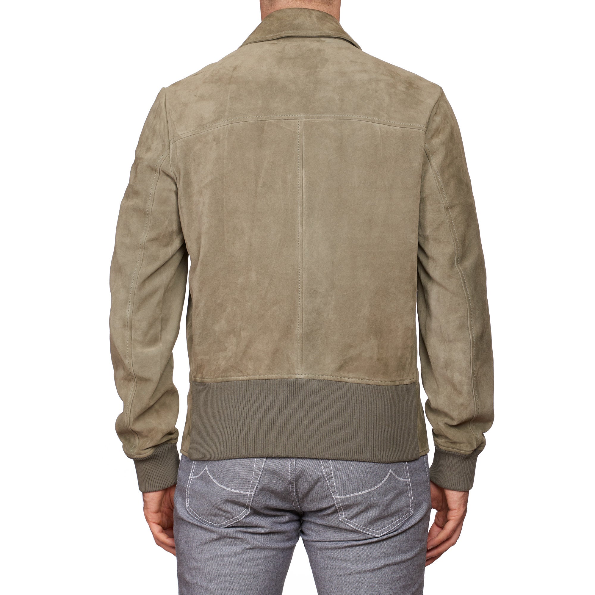 BOTTEGA VENETA Gray Suede Leather Flight Bomber Jacket EU 50 US M