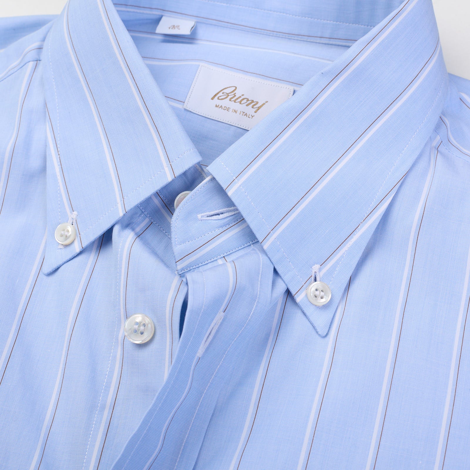 BRIONI Blue Striped Cotton Poplin Button-Down Dress Shirt EU 42 NEW US 16.5