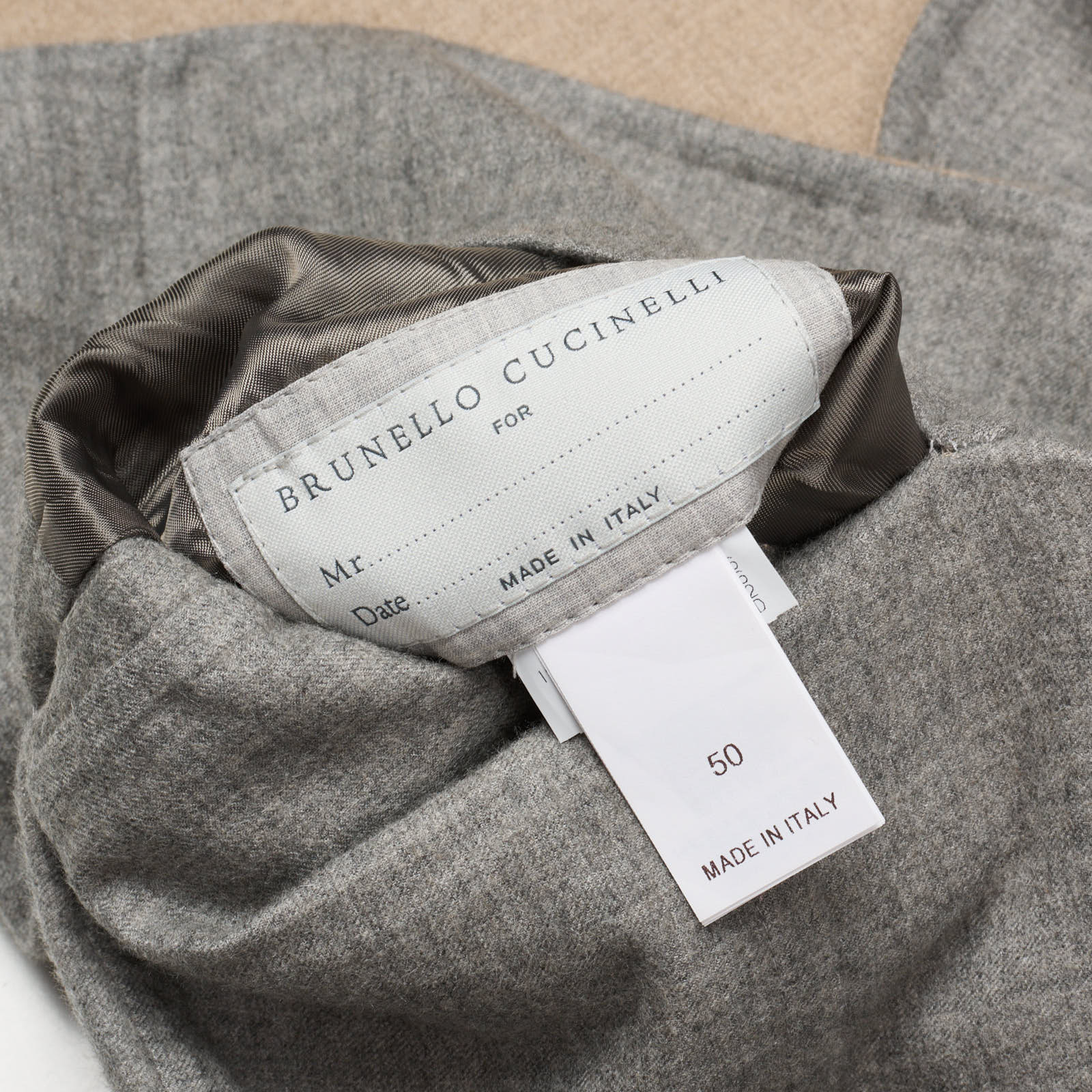 BRUNELLO CUCINELLI Beige-Gray Cashmere-Silk Reversible Jacket EU 50 NEW US 40