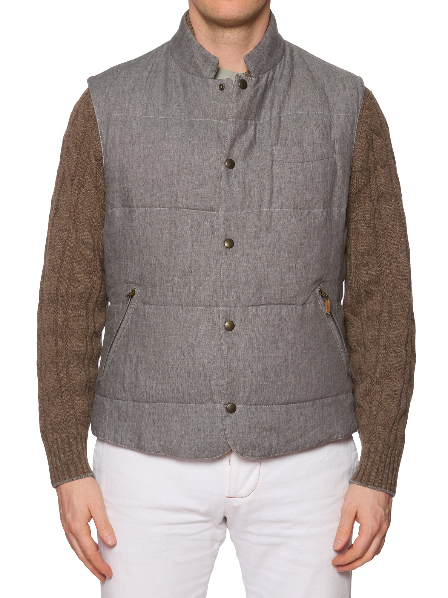 BRUNELLO CUCINELLI Gray Goose Down Puffer Vest M