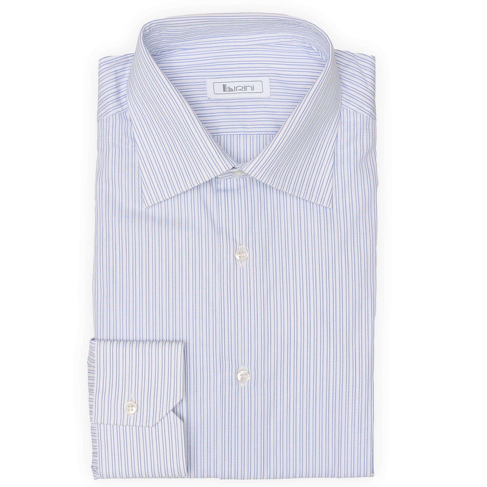 BURINI Luxury Blue Striped Cotton Dress Shirt EU 41 NEW US 16