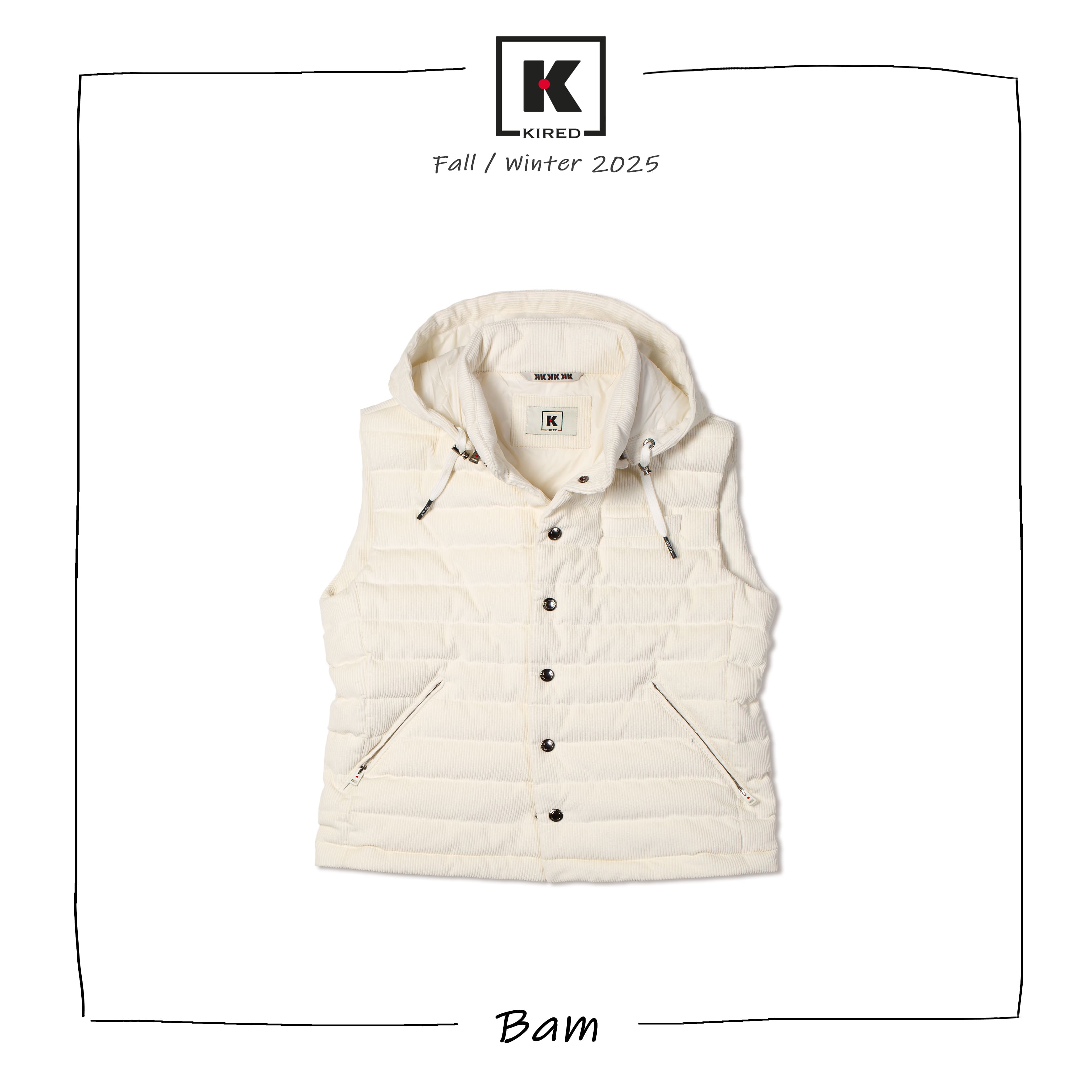 KITON KIRED "Bam" Ivory Cotton Corduroy Vest EU 50 NEW US M 2025