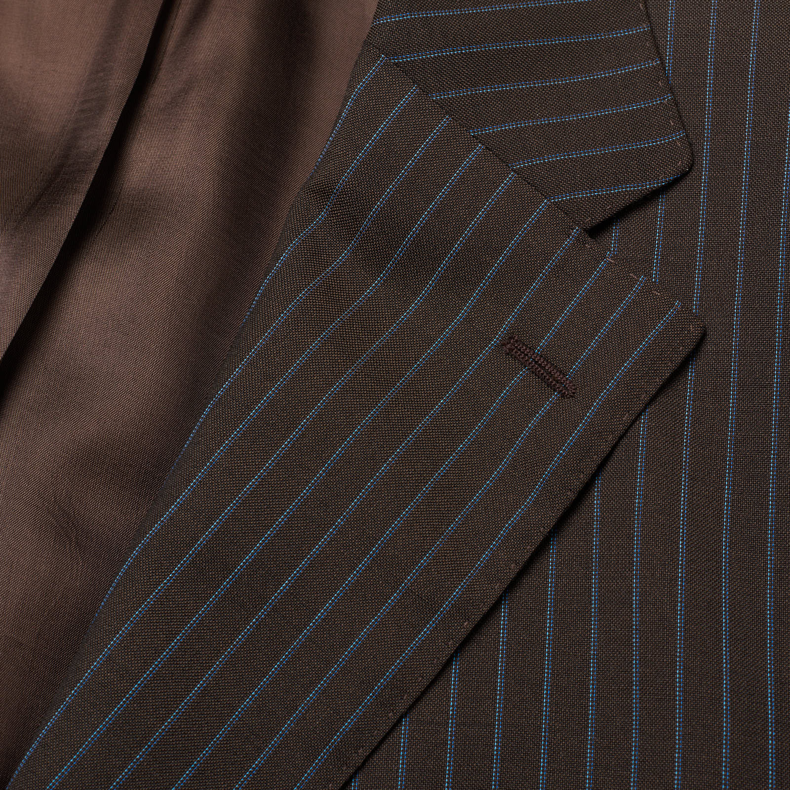 VANNUCCI Diplomat Brown Striped Virgin Wool Super 100's Suit EU 54 NEW US 44