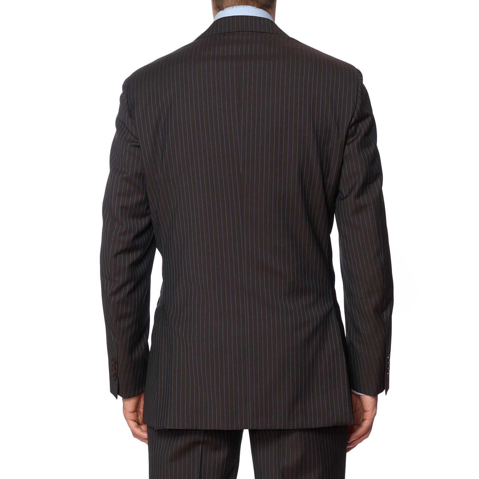 VANNUCCI Diplomat Brown Striped Virgin Wool Super 100's Suit EU 54 NEW US 44
