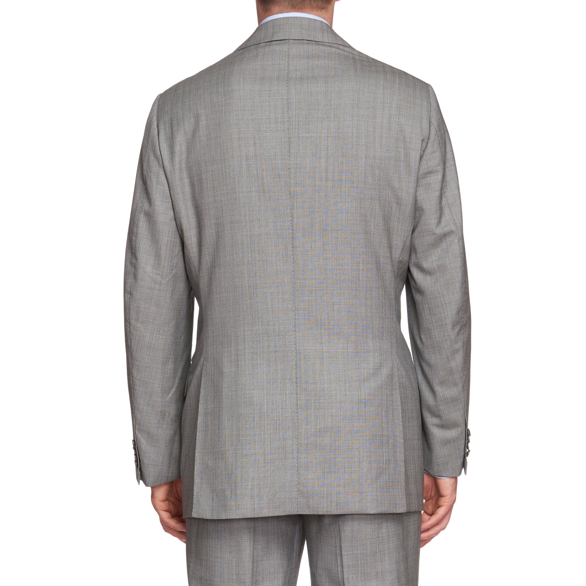 CESARE ATTOLINI Gray Herringbone Striped Wool Super 140's Suit EU 52 U