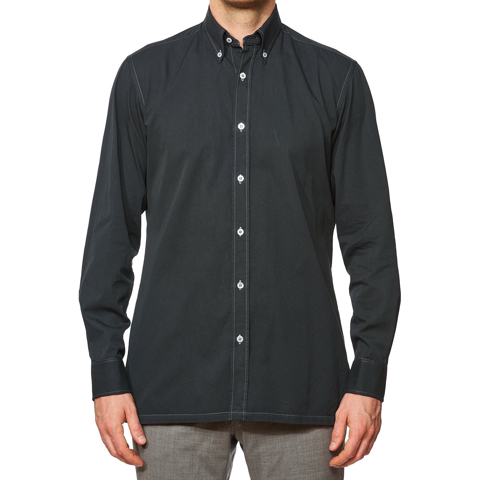CHARVET Black Cotton Button-Down Shirt EU 40 NEW US 16