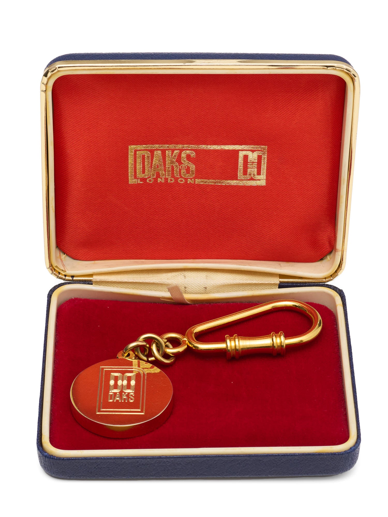 DAKS London Gold Vintage Keyring Key Holder Original Box