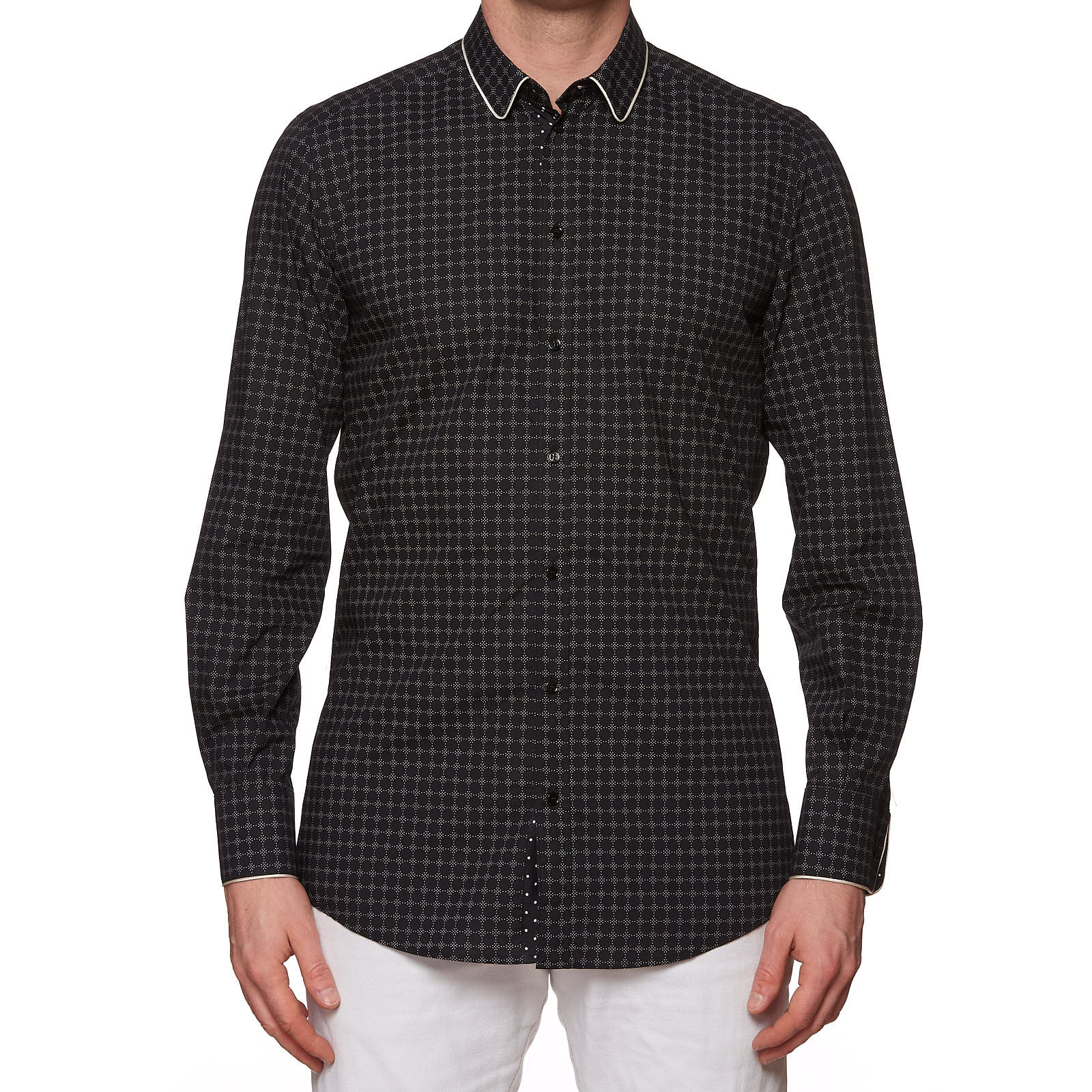 DOLCE & GABBANA "GOLD" Black Circle Design Cotton Casual Shirt EU 40 NEW US 15.75 DOLCE & GABBANA