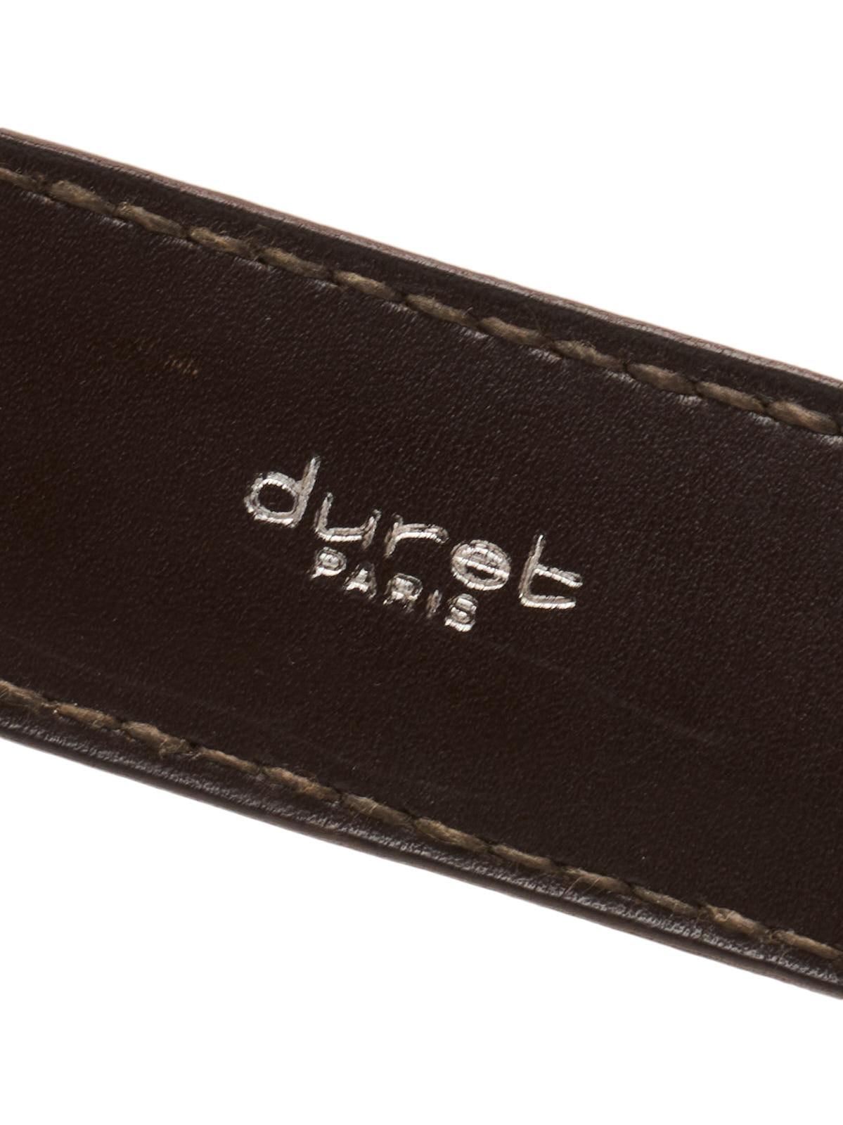 DURET Paris Brown Suede Calf Leather Belt Matt Alpha Buckle 36" 90cm