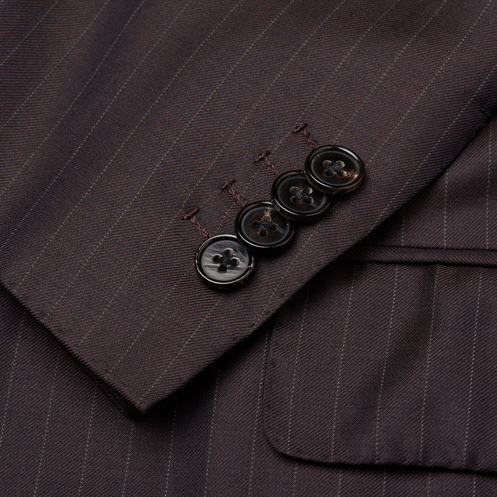 D'AVENZA Handmade Diplomat Brown Pinstriped Wool Super 150's Suit