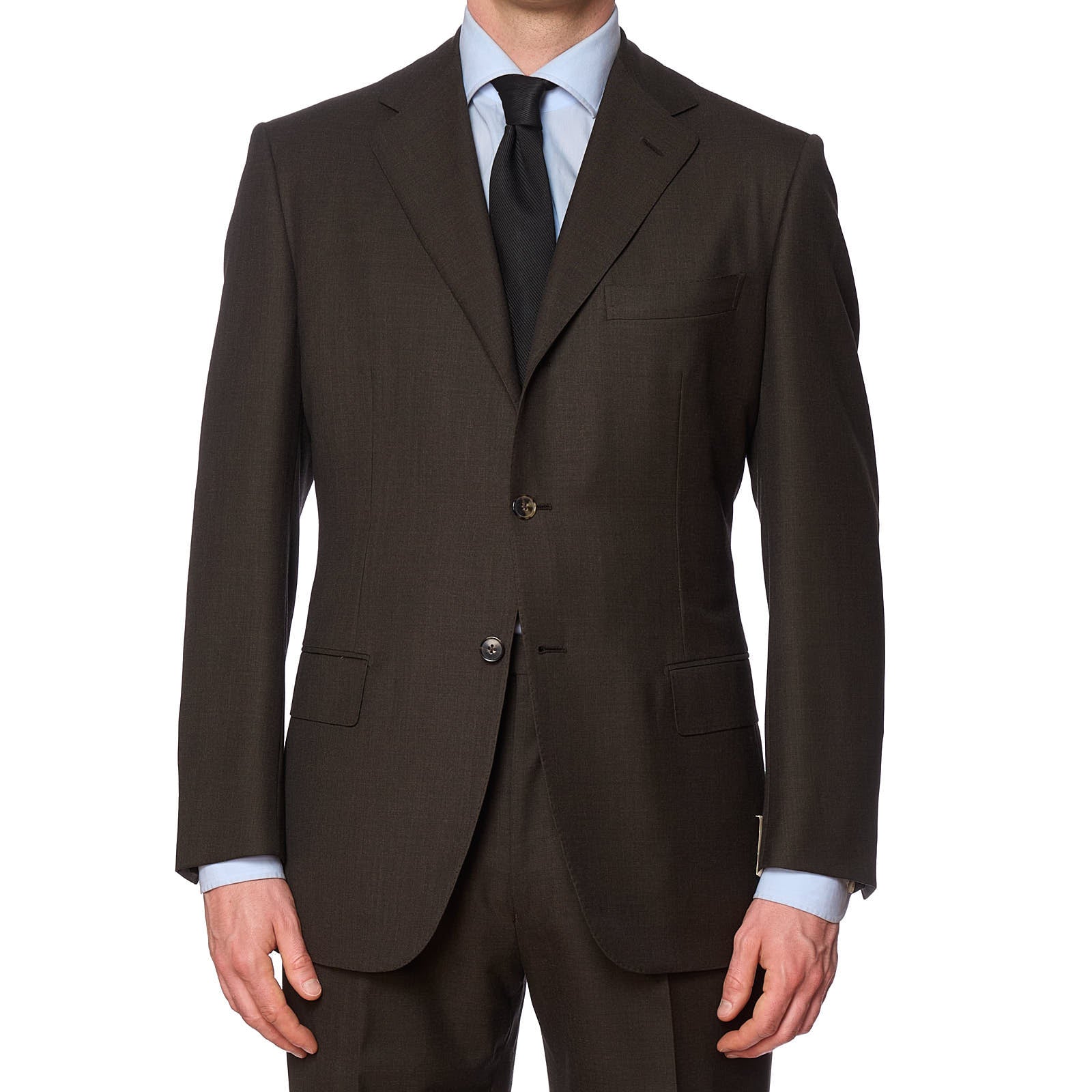 D'AVENZA Handmade Diplomat Brown Wool Super 120's Suit EU 50 NEW US 40