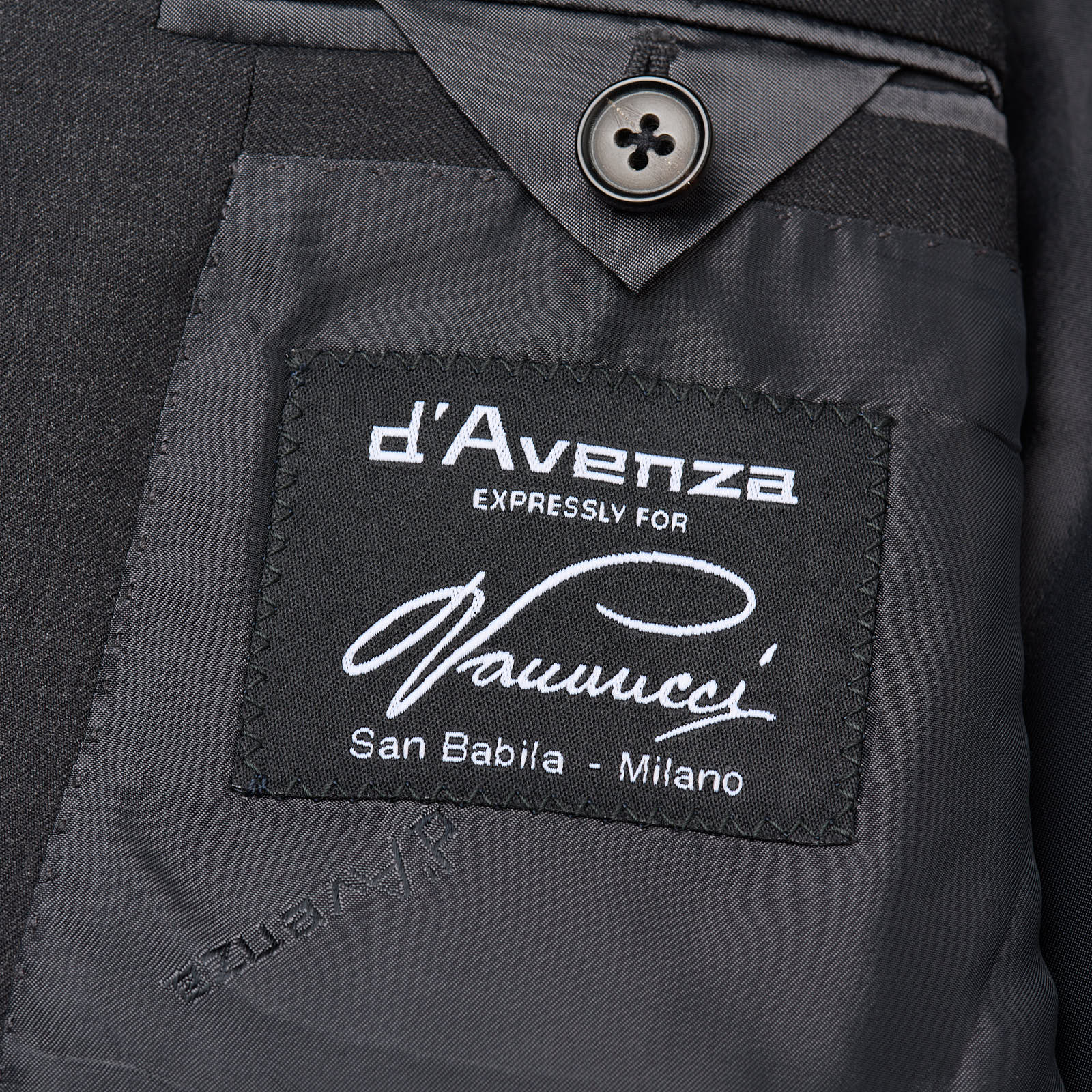 D'AVENZA for VANNUCCI Charcoal Gray Wool Handmade Suit EU 46 NEW US 36