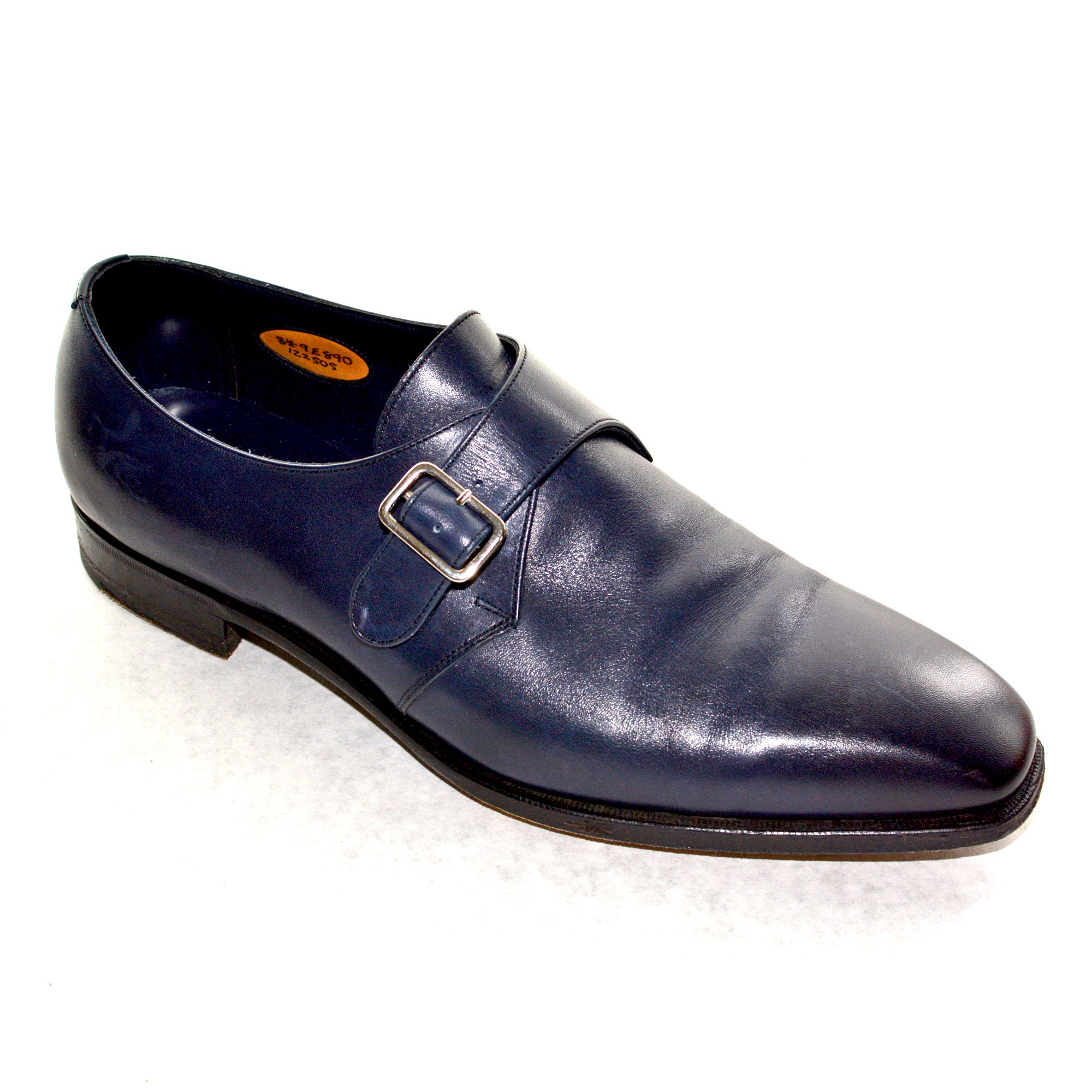 EDWARD GREEN Last 890 Navy Blue Leather Single Monk Dress Shoes UK 8.5 US 9