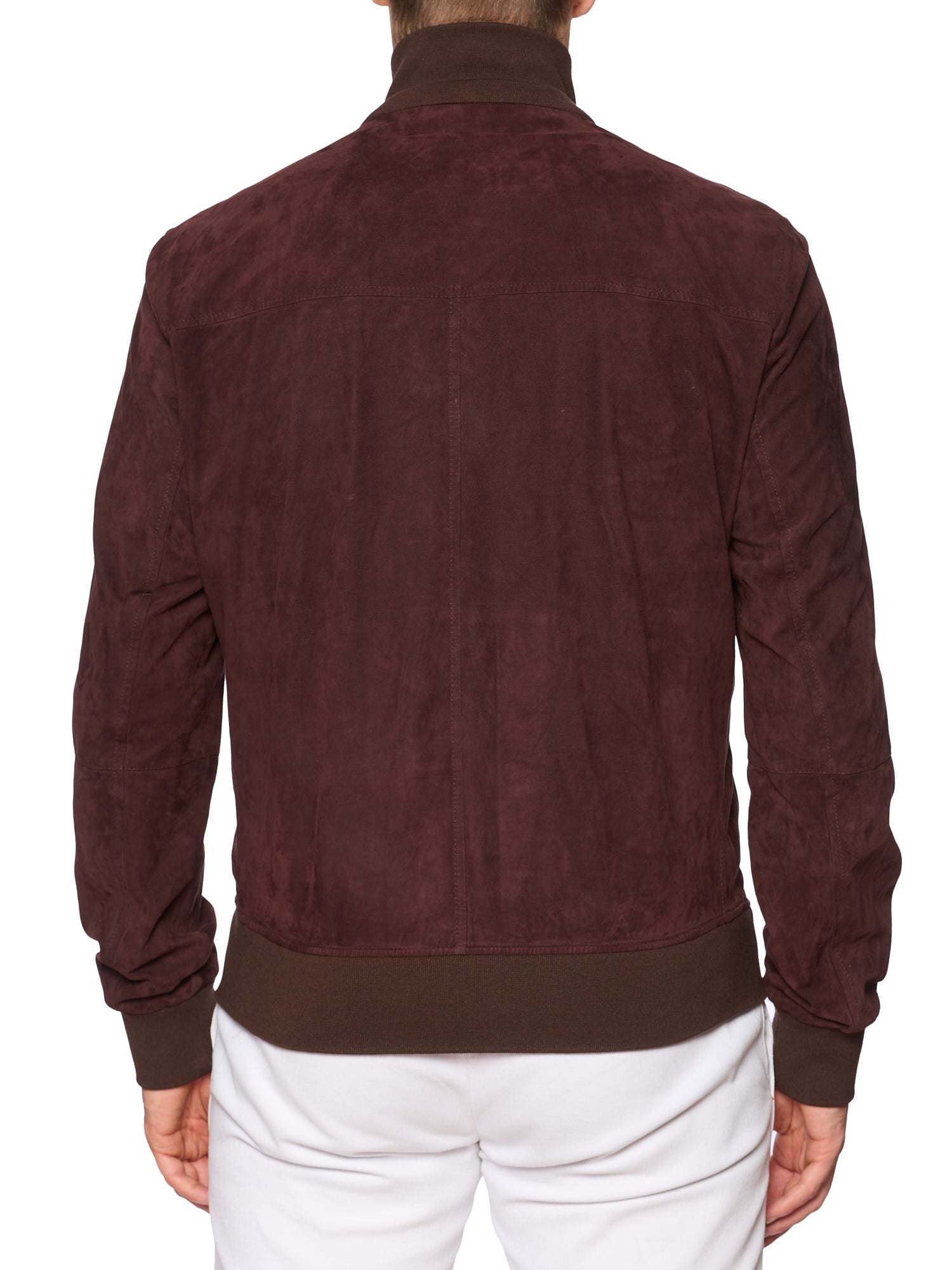 ERMENEGILDO ZEGNA Maroon Lambskin Suede Bomber Jacket 50R NEW US M