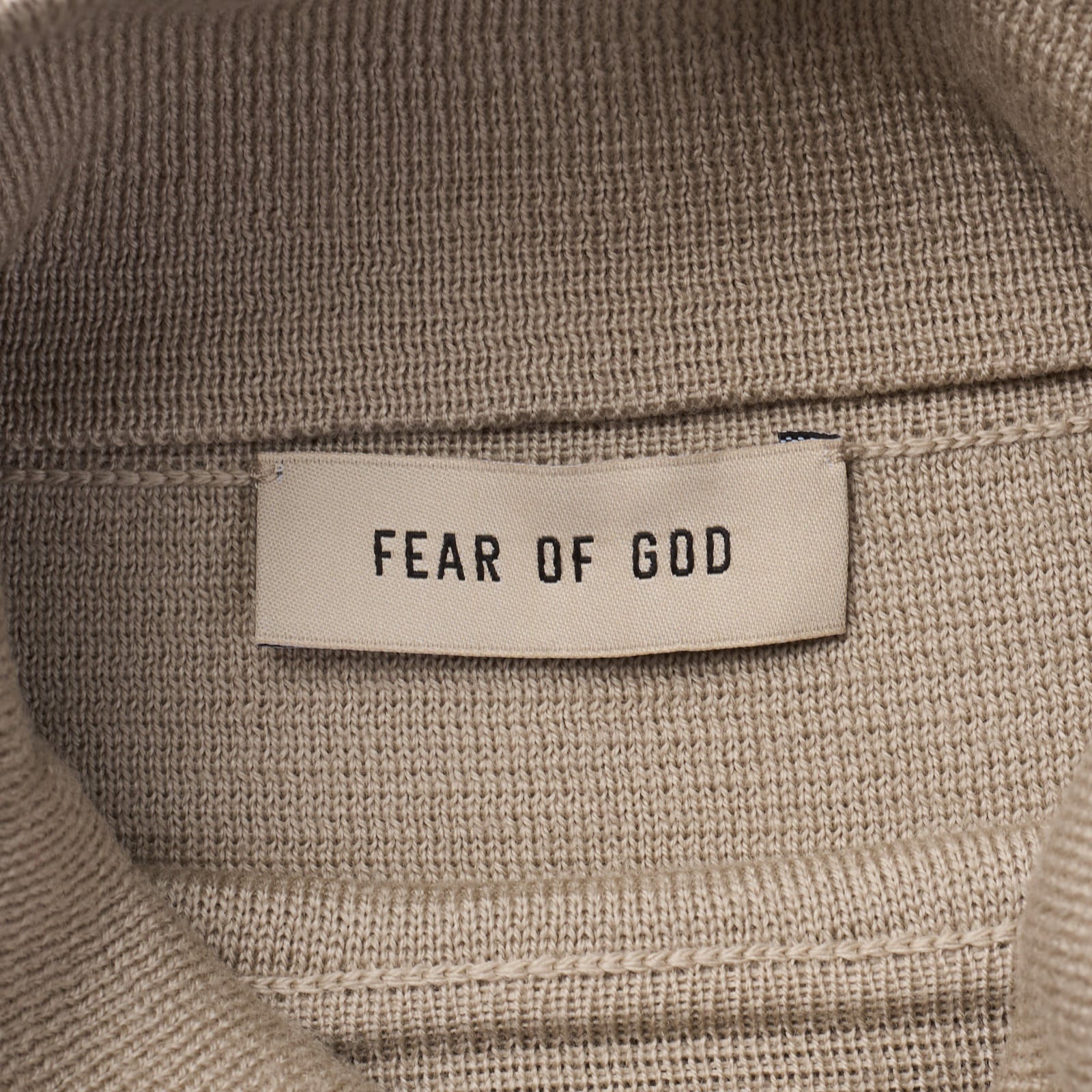 FEAR OF GOD Beige Light Weight Merino Wool Knit Turtleneck Sweater NEW Size L