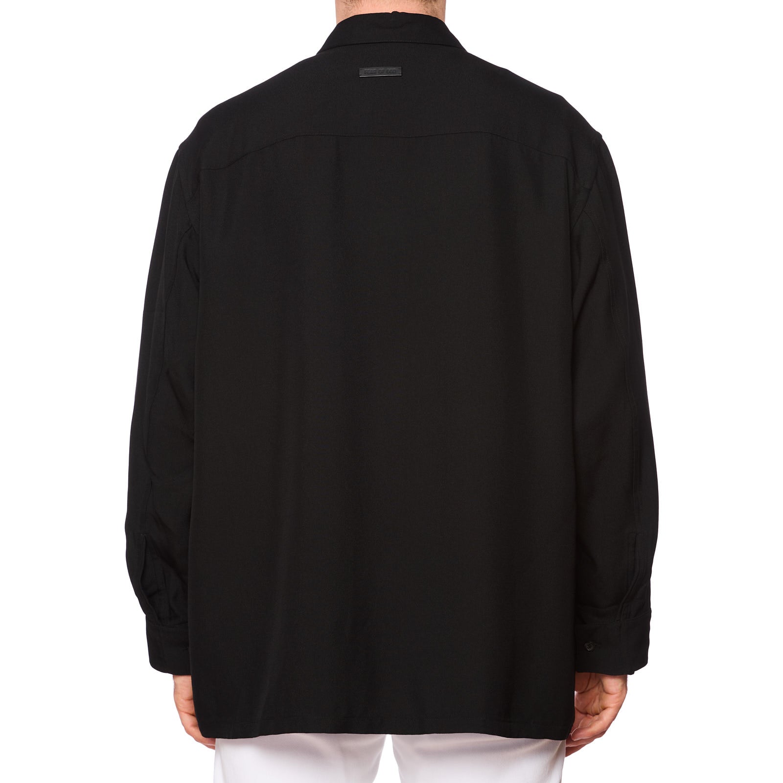 FEAR OF GOD Black Long Sleeve Oversized Crepe Shirt NEW XL Seventh Collection