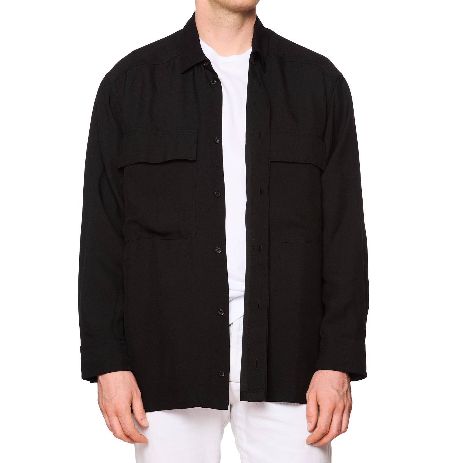 FEAR OF GOD Black Long Sleeve Oversized Crepe Shirt NEW XL Seventh Collection