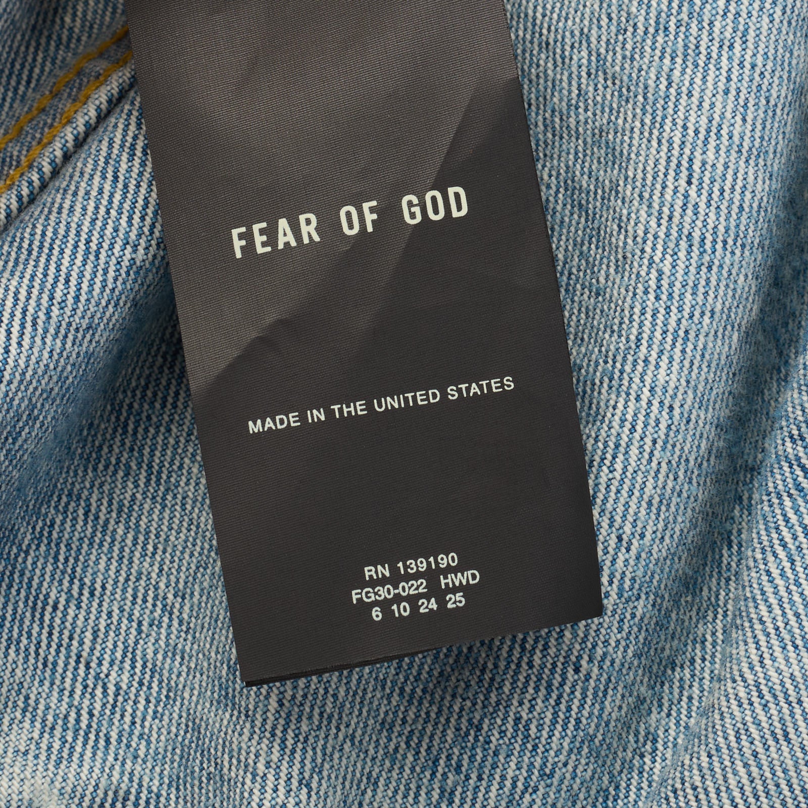 FEAR OF GOD Seventh Collection Blue Trucker Denim Jacket US L