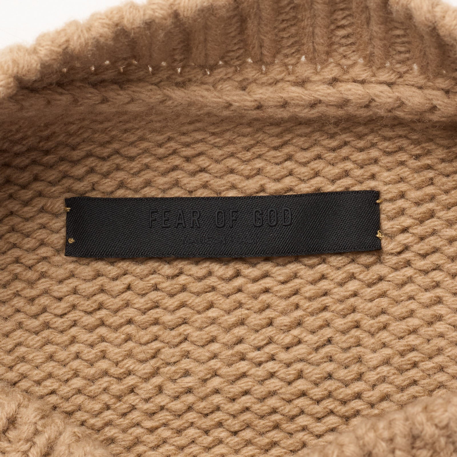 FEAR OF GOD Camel Knit Overlapped Wool Sweater NEW Size L