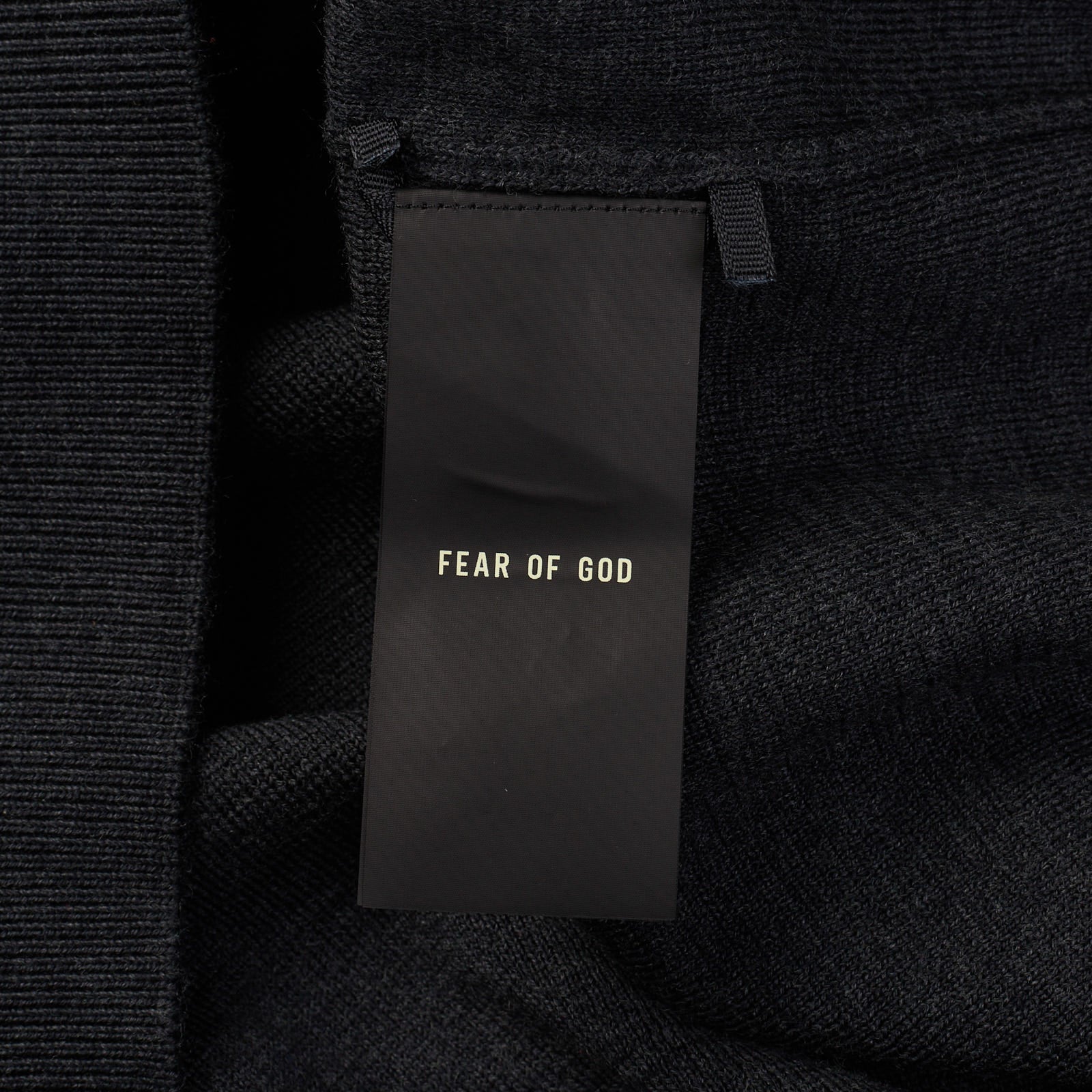 FEAR OF GOD Black Heather Virgin Wool Cropped Sleeve Sweater NEW US L