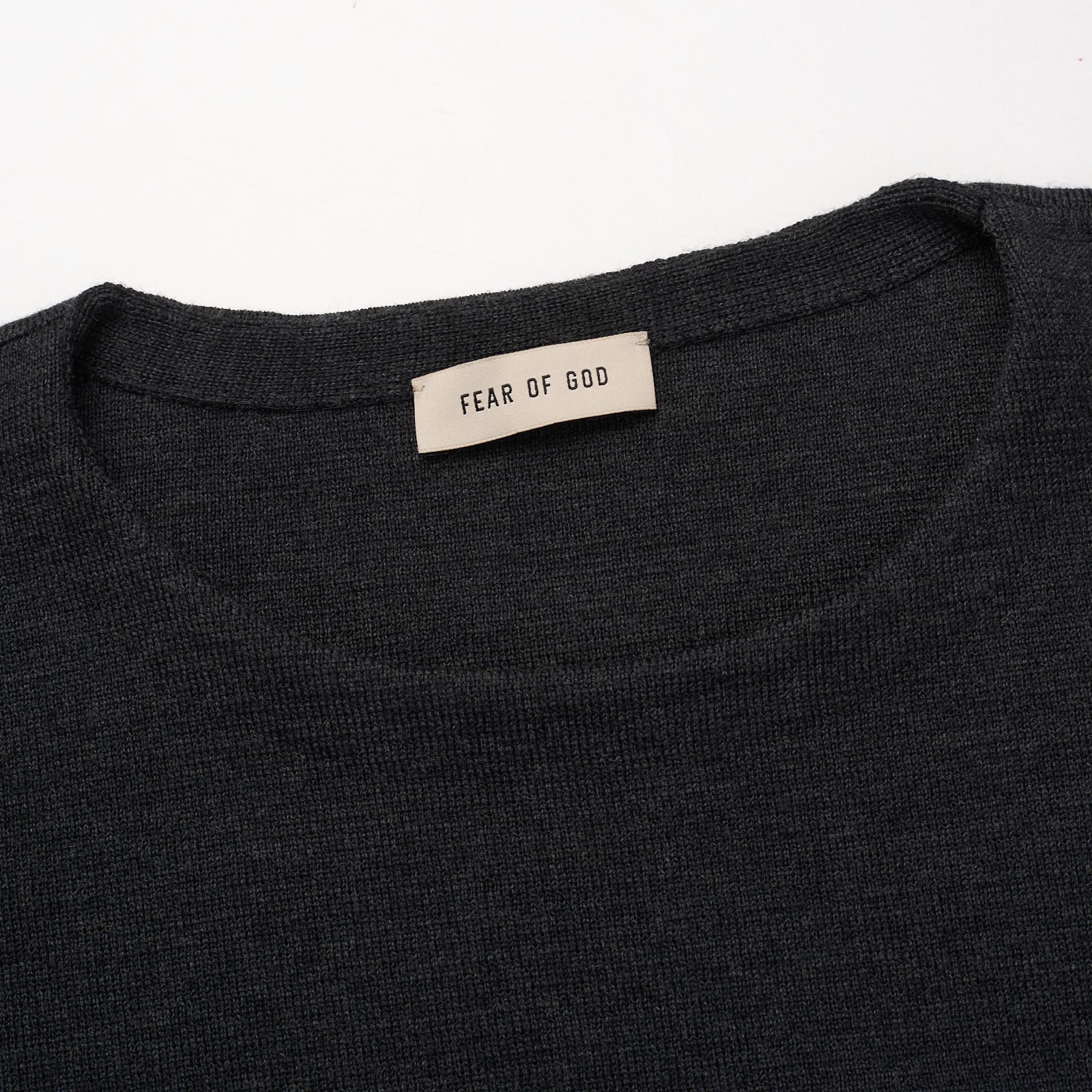 FEAR OF GOD Black Heather Virgin Wool Cropped Sleeve Sweater NEW US L